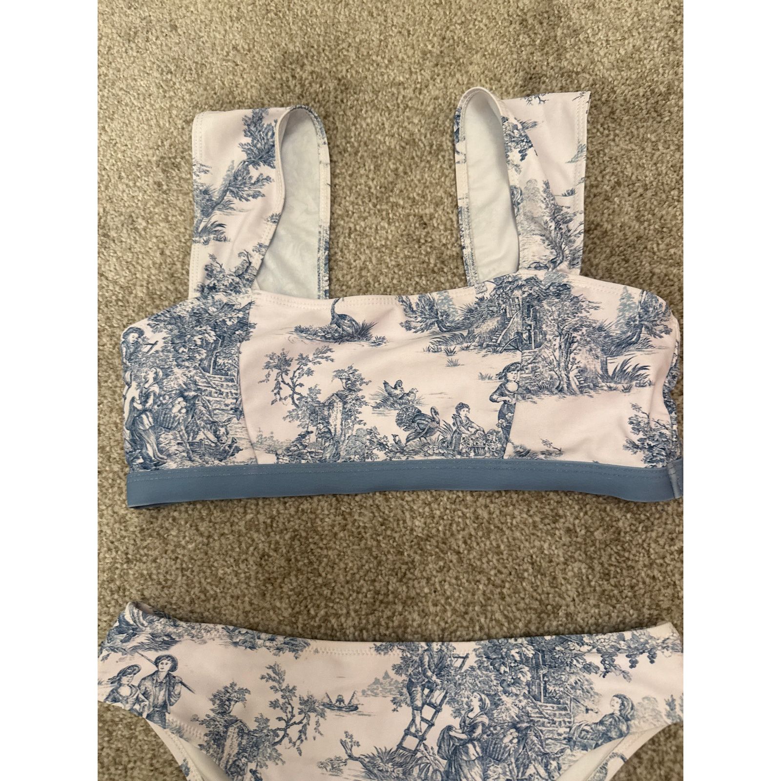 Cider NWOT CIDER Toile de Jouy Bikini in Sky Blue, sz S Size ONE SIZE - 5 Thumbnail