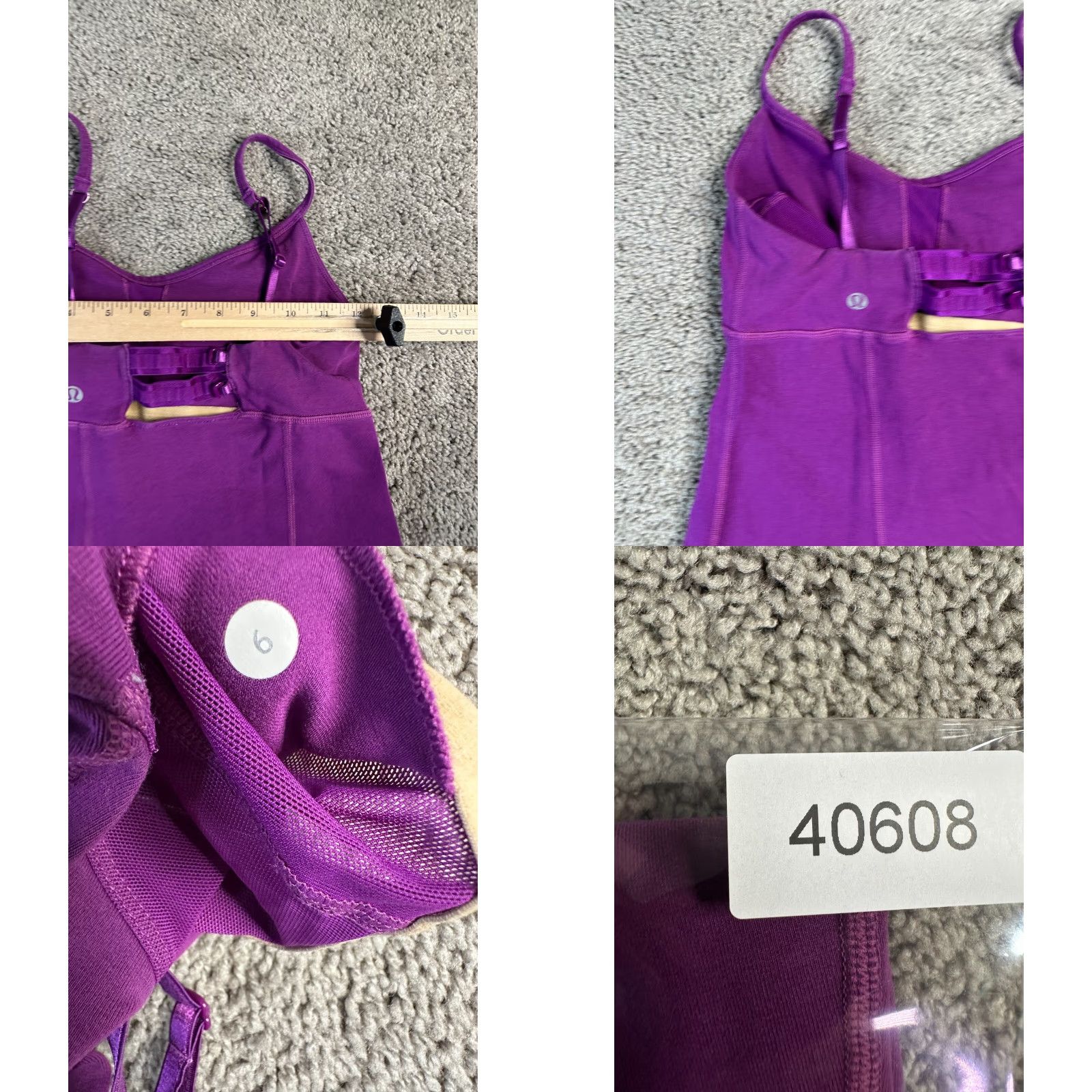 Lululemon Lululemon Tank Womens 6 Fuchsia Purple Spaghetti Strap Athletic Sports Bra Shirt Womens 6 Purple Tank Size ONE SIZE - 8 Thumbnail