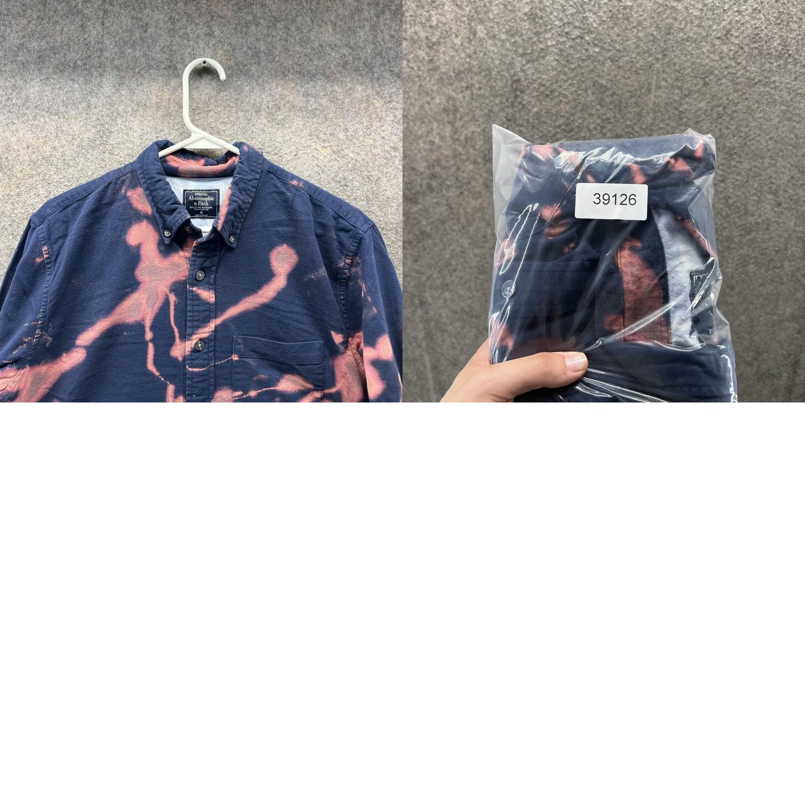 Abercrombie & Fitch Abercrombie & Fitch Shirt Mens M Bleach Dye Flannel Grunge Retro Hippie Navy Blue Size US M / EU 48-50 / 2 - 8 Thumbnail
