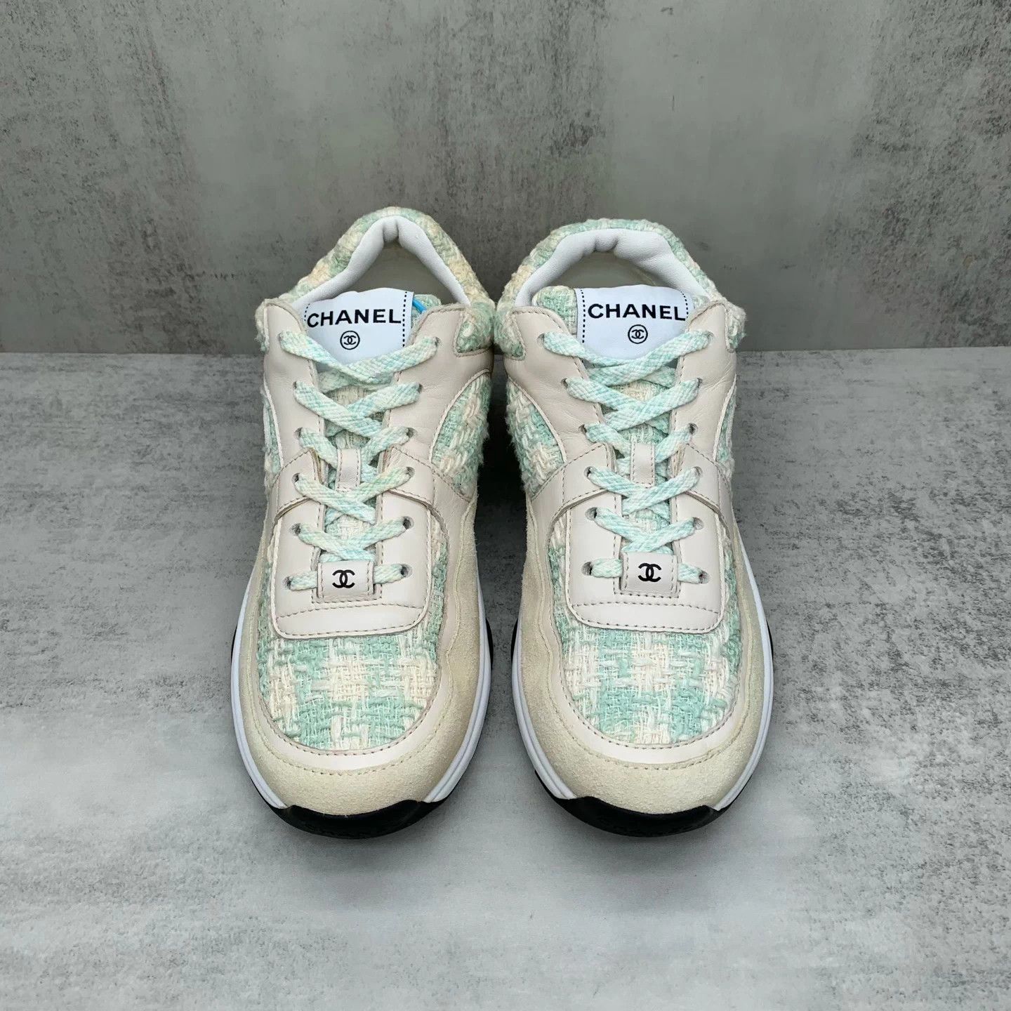 Chanel Chanel Green Tweed Woven Sneakers 40EU 99New Size US 9 / IT 39 - 4 Thumbnail
