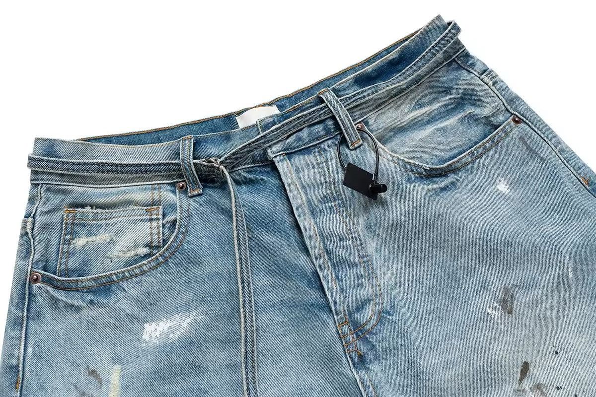 Japanese Brand × Vintage Ink Splashed Hand-painted Denim Shorts Size US 33 - 5 Thumbnail