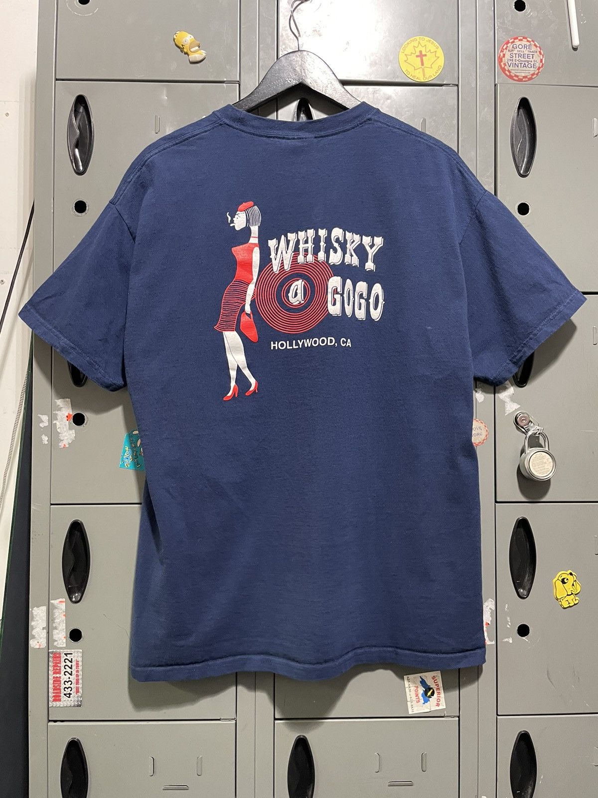 Vintage 90s All Over Print Hollywood Whisky A Go Go USA T-Shirt Large