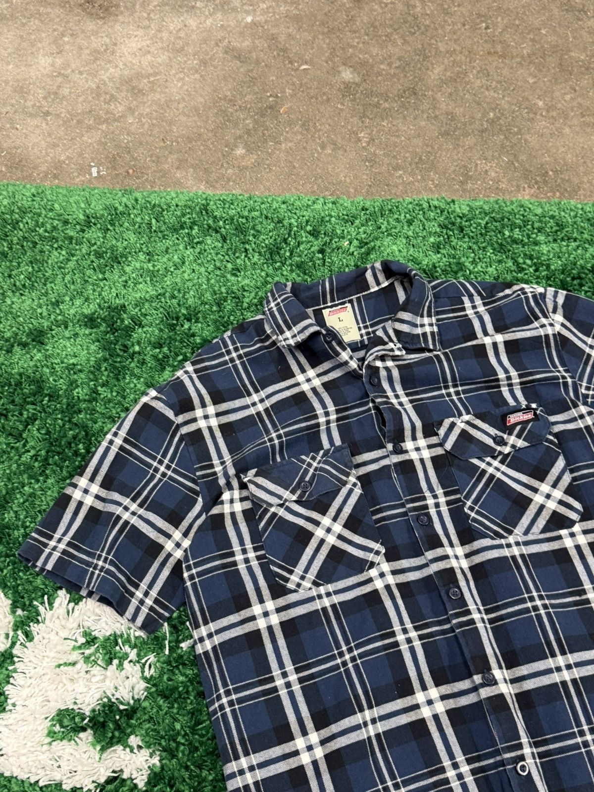 Dickies Dickies Blue Plaid Flannel Short Sleeve Camp Shirt Large Size US L / EU 52-54 / 3 - 2 Thumbnail