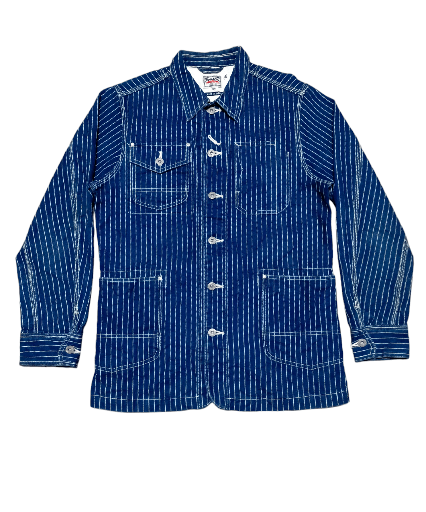 image of Vintage Houston Wabash Chore Jaket Stripe Denim Made In Japan in Blue Stripe, Men's (Size Medium)