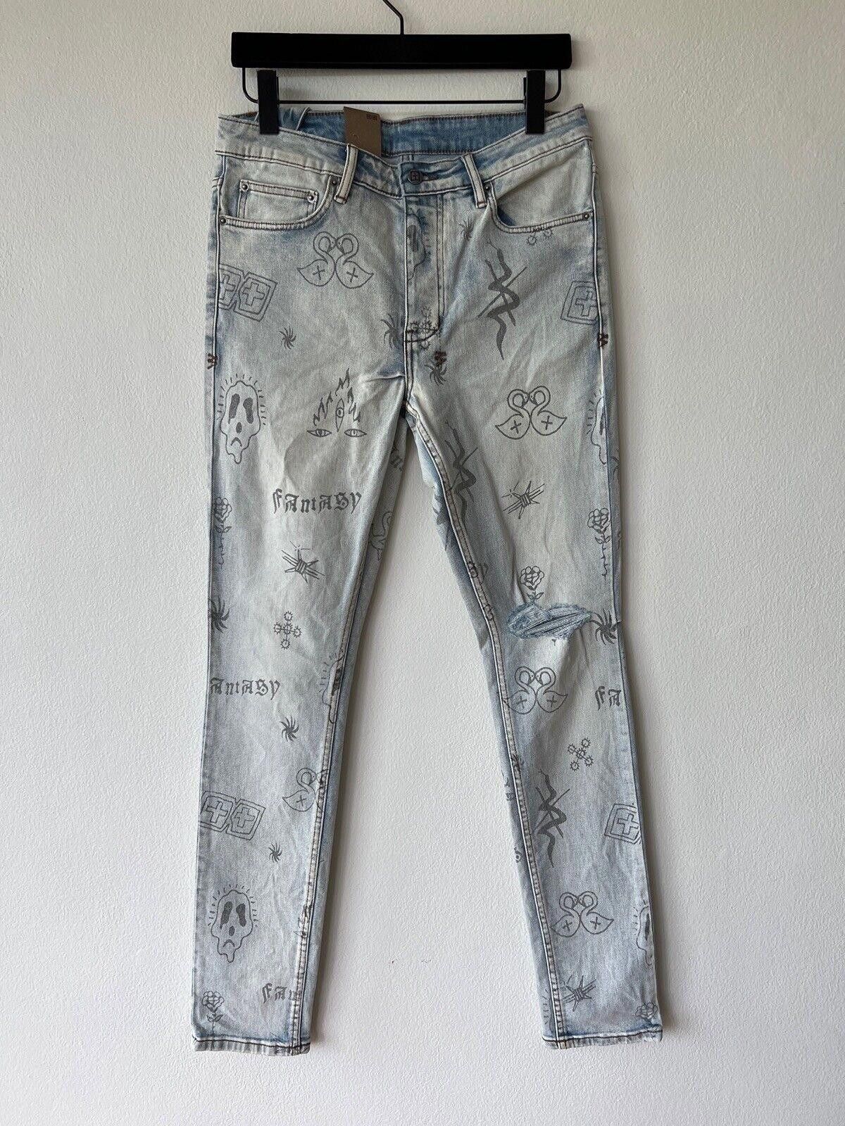 Ksubi new Ksubi mens denim jean chitch 32 blue stik n poke print Size US 32 / EU 48 - 1 Thumbnail