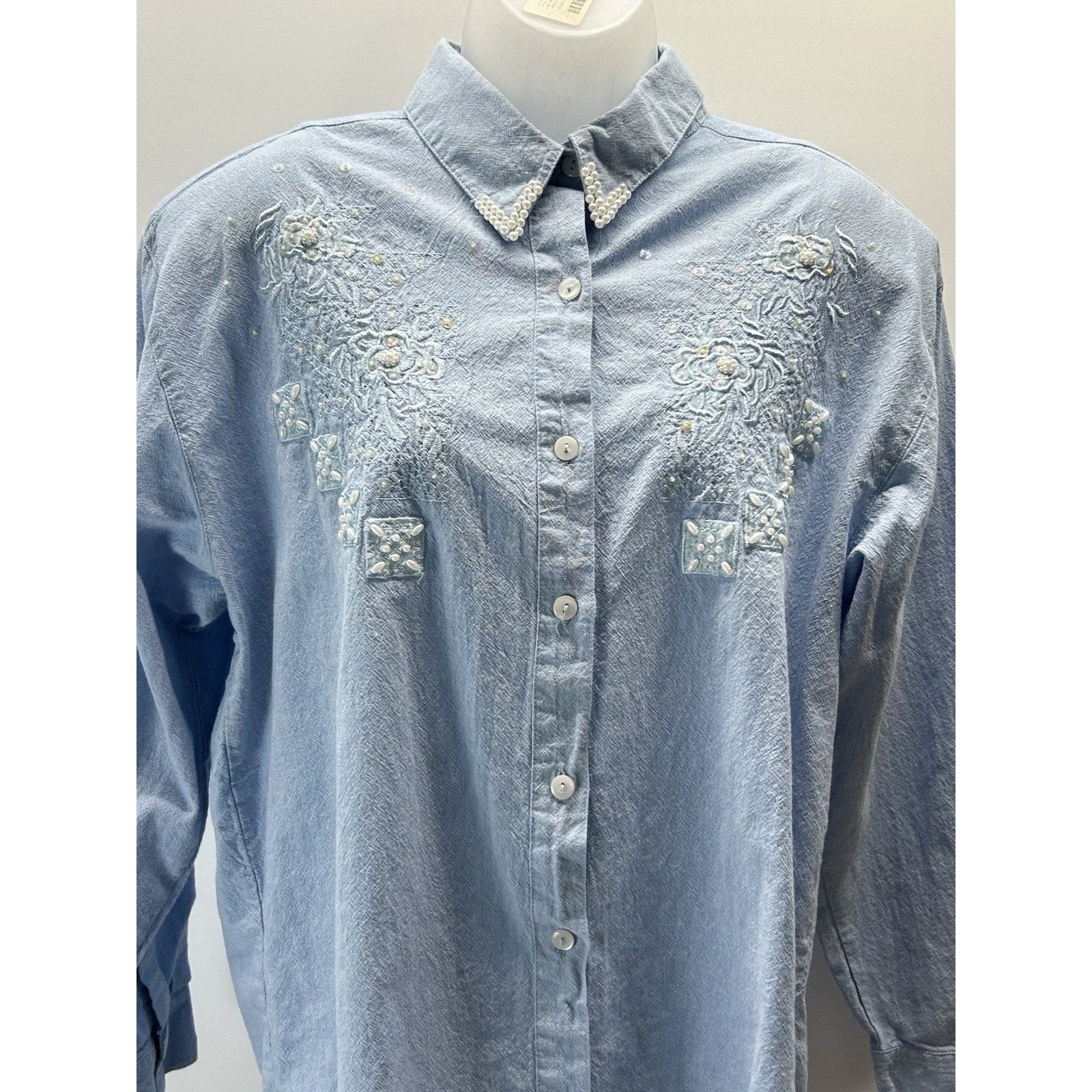 Other Vintage L Premier International Shirt Women Beaded Button Up Size L / US 10 / IT 46 - 2 Thumbnail