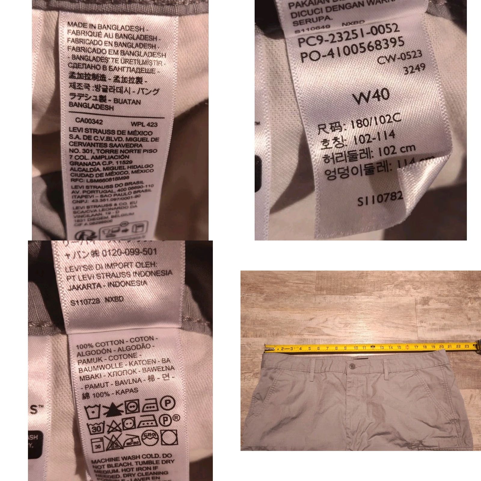 Levi's Levi's Mens Cargo Shorts 40 Gray Lightweight Cotton Ripstop 9" Inseam Casual Workwear Size US 40 / EU 56 - 8 Thumbnail