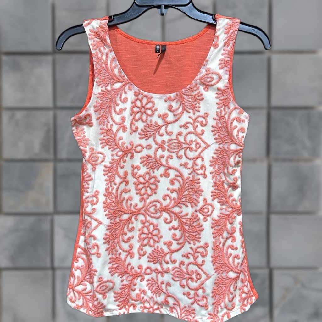 Vintage Maurices Shirt Womens Size S Peach White Lace Overlay Tank Sleeveless Boho Size S / US 4 / IT 40 - 1 Thumbnail