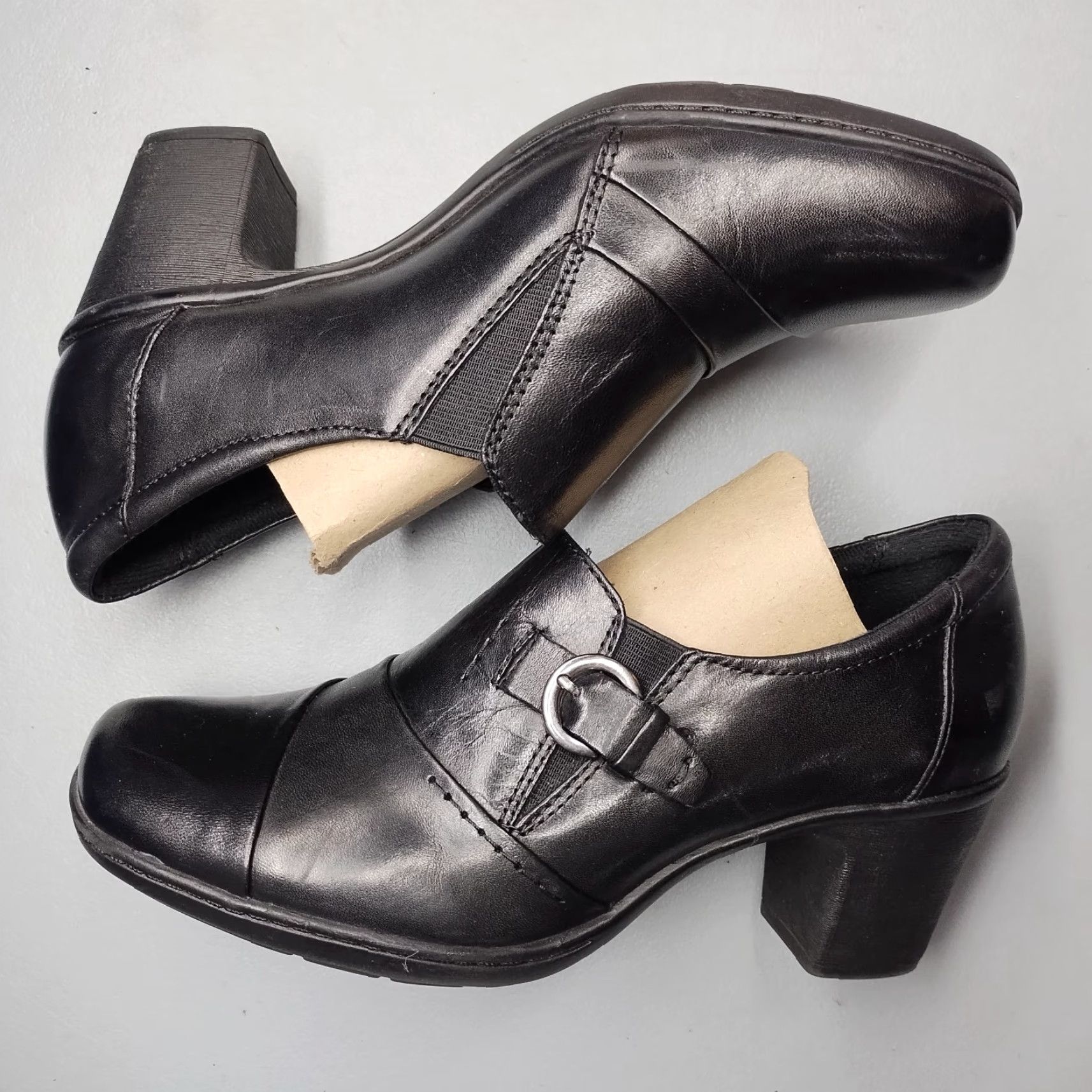 Vintage Earth Boots McLean Bootie Womens Size 7 Black Leather Slip On Block Heel Shoes Size US 7 / IT 37 - 5 Thumbnail