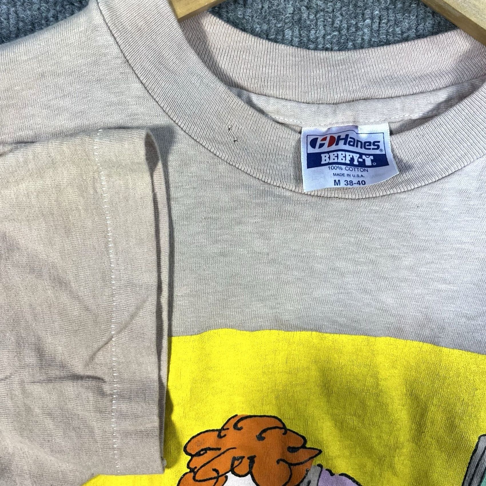 Vintage VINTAGE 1989 Laff Line Gene Myers Cartoon T-Shirt Humor Tee Medium Comic Strip Shirt Unisex White 1980s Graphic Tee Mens Womens Size US M / EU 48-50 / 2 - 5 Thumbnail