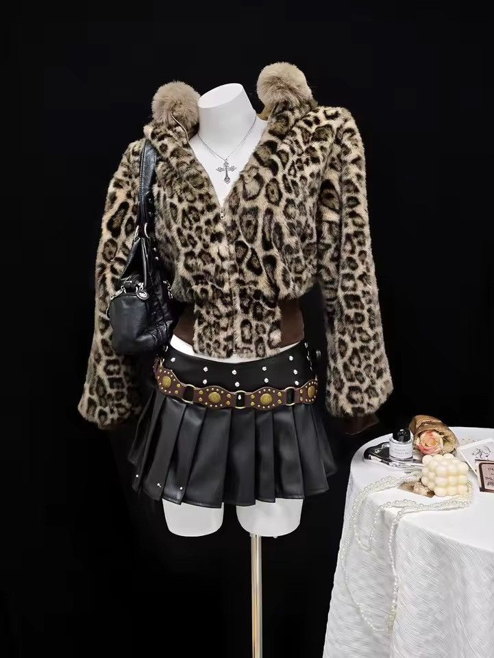 Other Leopard Y2k Fur Hoodie Streetwear Vintage Retro Style Fluffy Size M / US 6-8 / IT 42-44 - 1 Thumbnail