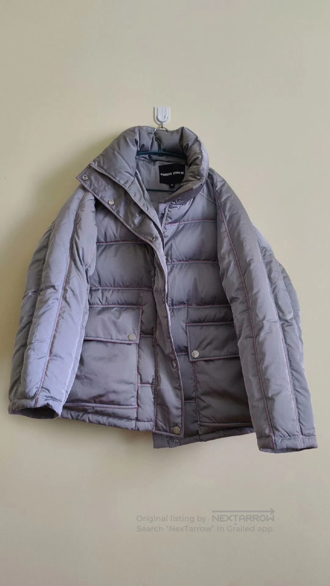 ANGEL CHEN Silver Oversized Puffer Jacket by Angel Chen. Size US M / EU 48-50 / 2 - 4 Thumbnail