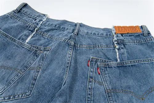 VIBE Men's trendy raw edge stitching gradient washed jeans Size US 32 / EU 48 - 5 Thumbnail
