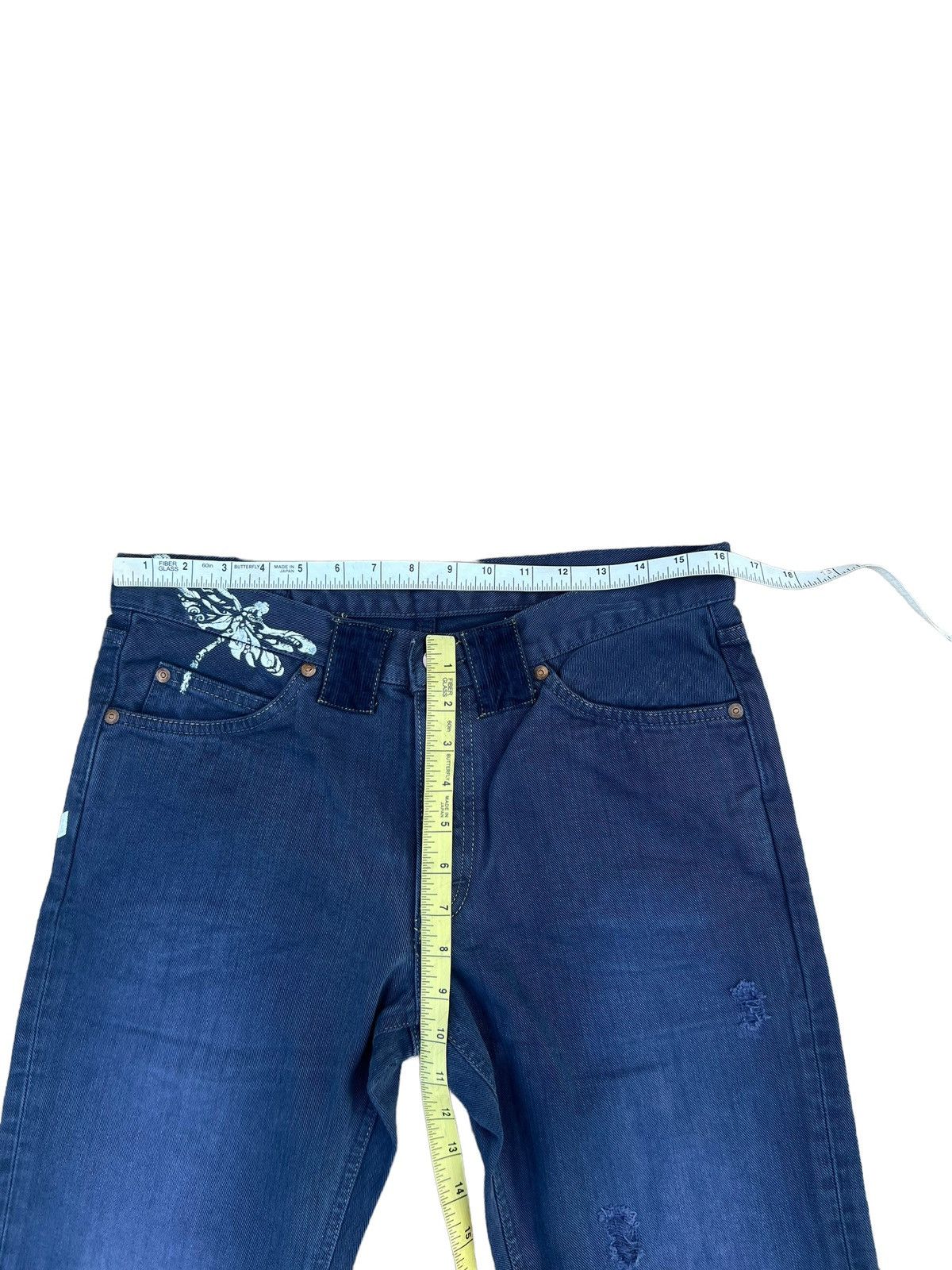 Lee AKIZ Japan X Lee Distressed Indigo Denim Flare Pant Size US 31 - 3 Thumbnail