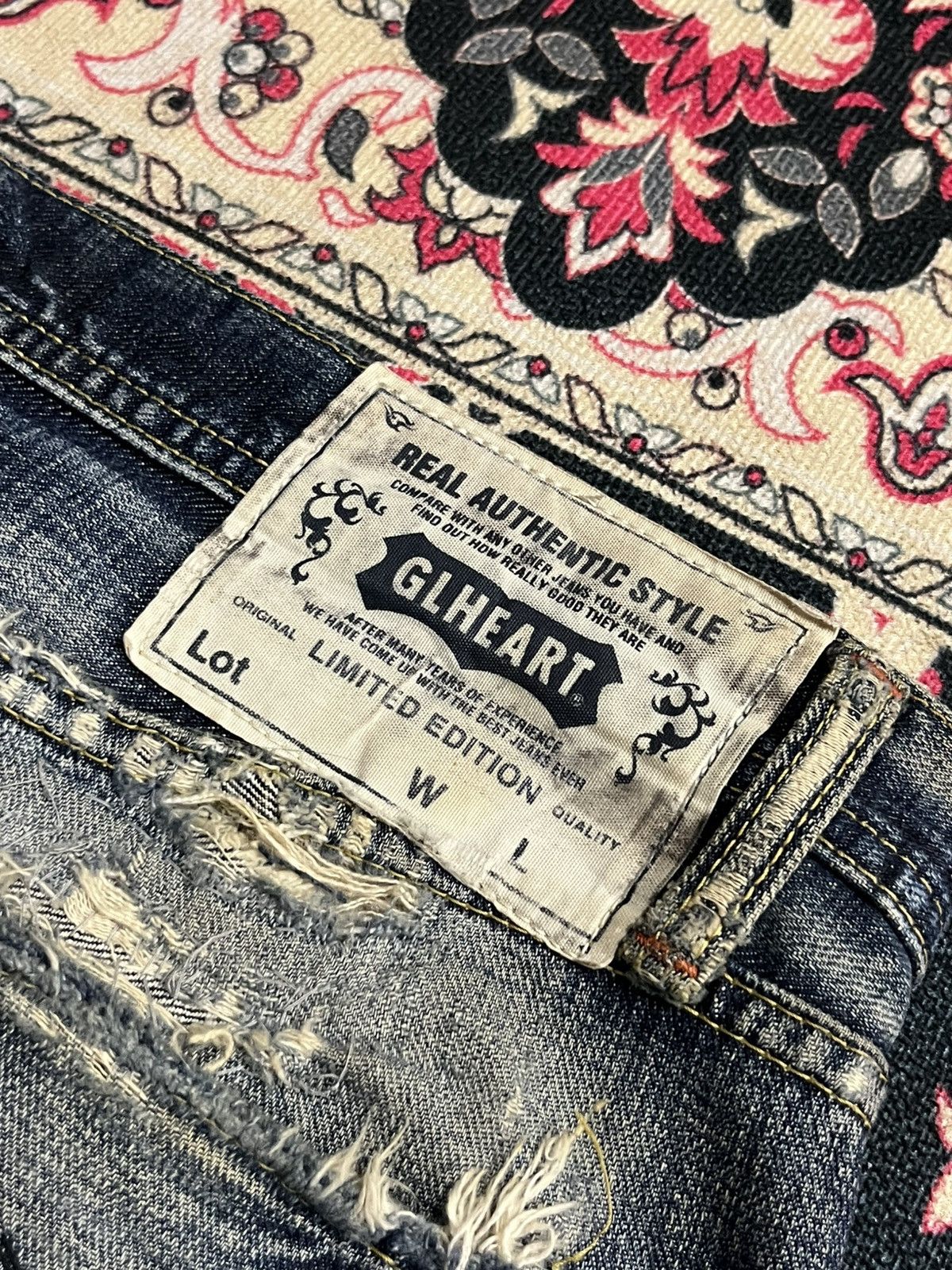Vintage GL Heart Trashed Blue Faded Washed Loose Straight Jeans Size US 36 / EU 52 - 8 Thumbnail