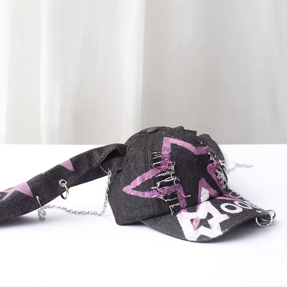 Japanese Brand Avant garde rabbit ear distressed raw denim cap Size ONE SIZE - 3 Thumbnail