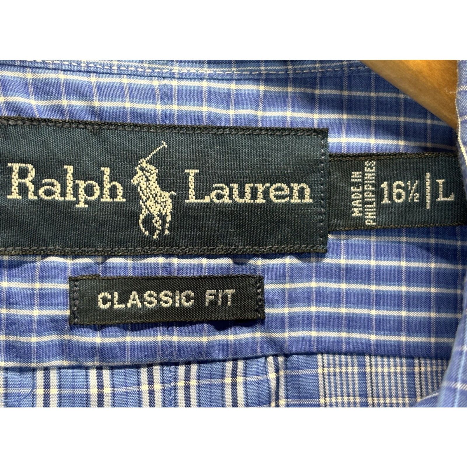 Polo Ralph Lauren VINTAGE Polo Ralph Lauren Classic Fit Button-Up Shirt Large 16.5 Blue Plaid Mens Size US L / EU 52-54 / 3 - 5 Thumbnail