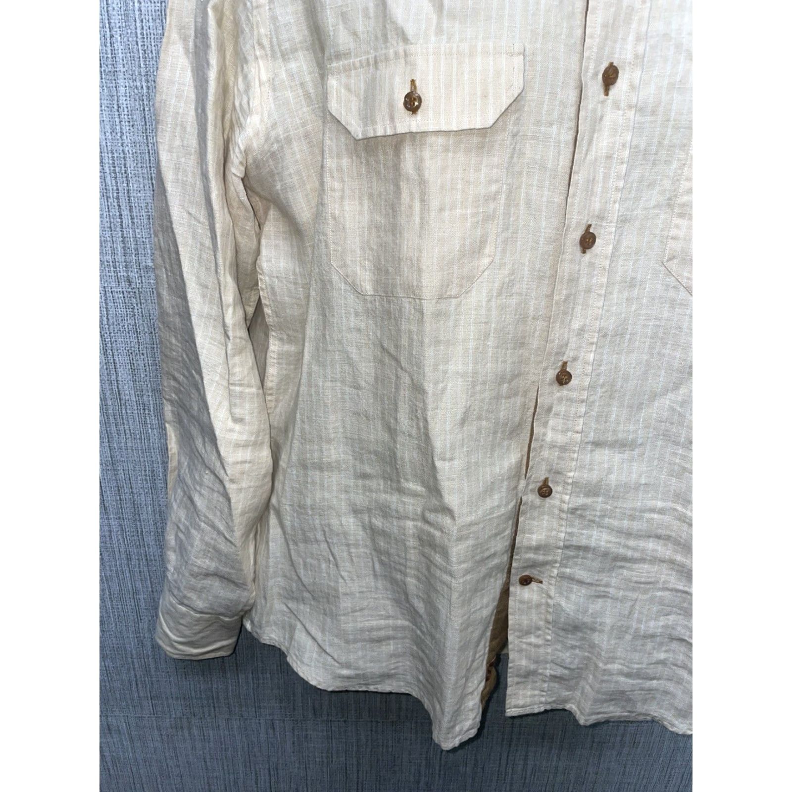 Valentino Leonard Valenti Button-Down Shirt Mens M Brown Beige Button-Up Long Sleeve Shirt Size US M / EU 48-50 / 2 - 5 Thumbnail