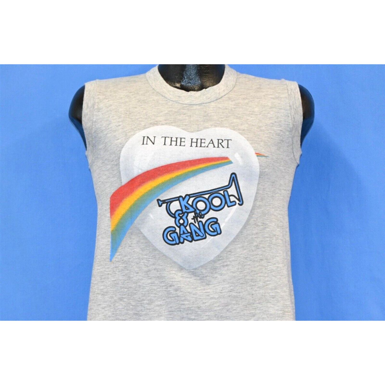 image of Vintage 80's Kool & The Gang In The Heart Usa Tour 1984 Muscle Tank T-Shirt Small in White, Men's