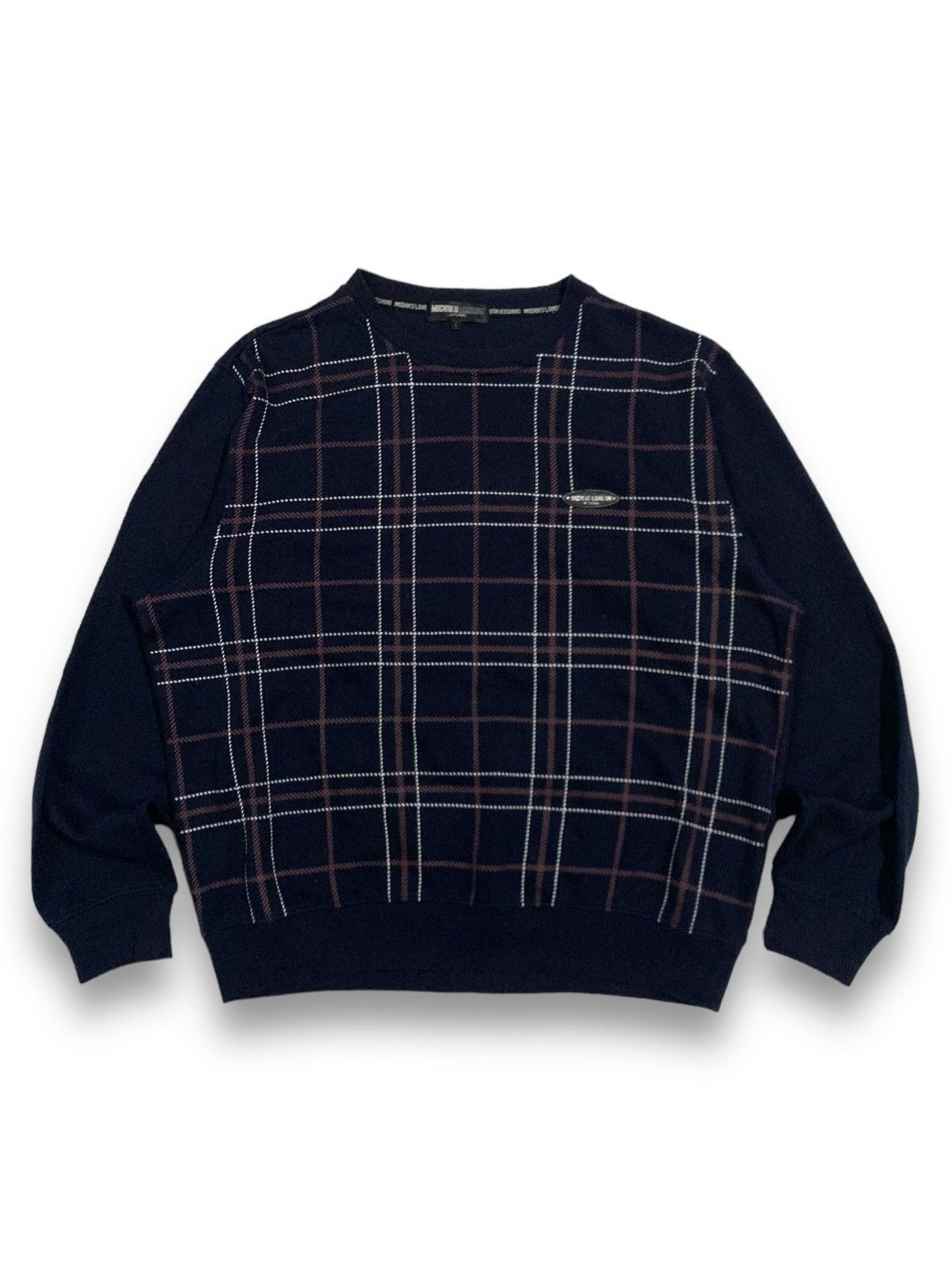 Michiko Koshino London Y2K Michiko Koshino London Dark Navy Plaid Tartan Sweatshirt Size US M / EU 48-50 / 2 - 1 Thumbnail