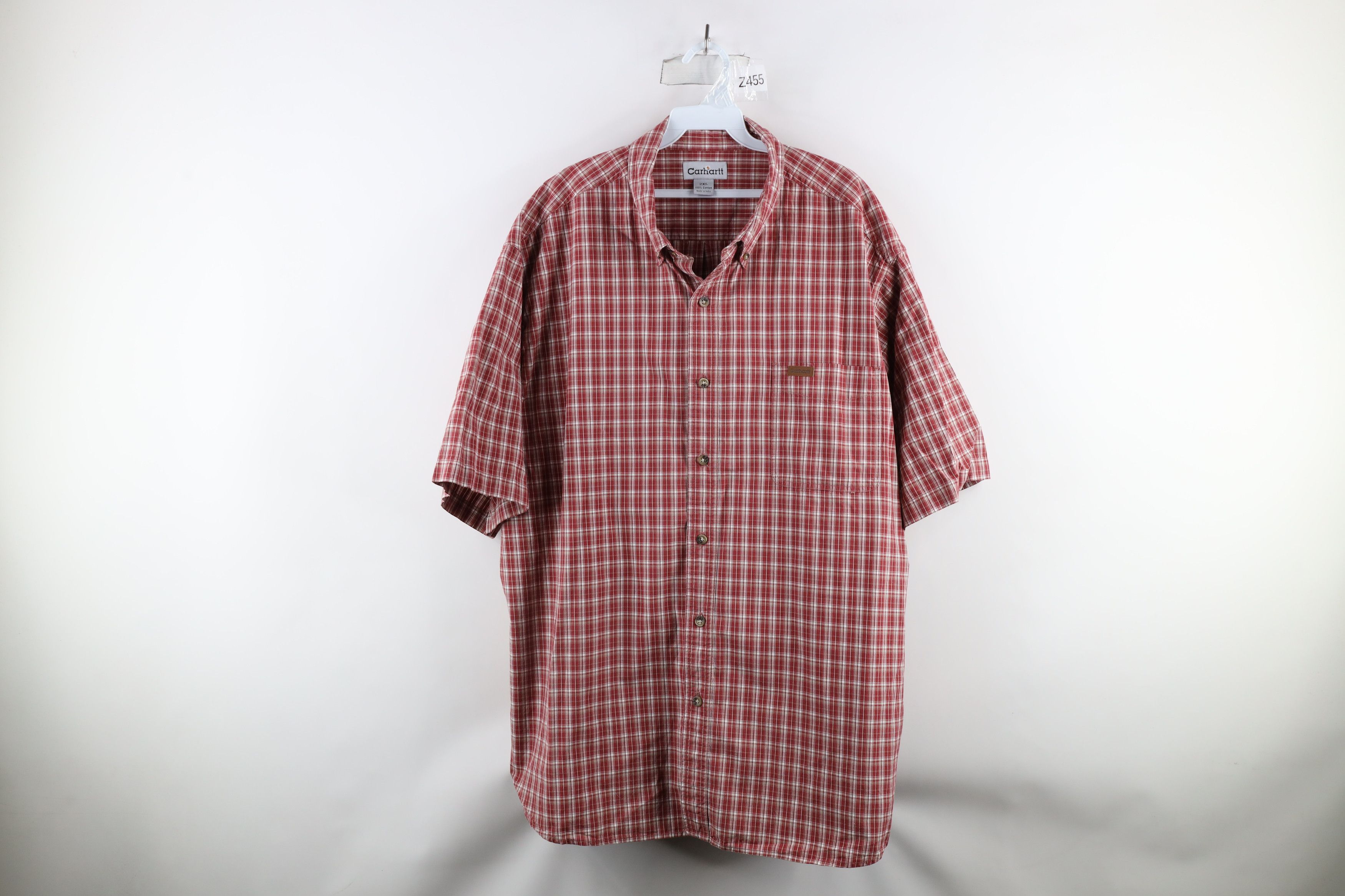 Carhartt × Vintage Vintage Carhartt Out Short Sleeve Button Down Shirt Red Size US XXL / EU 58 / 5 - 1 Thumbnail