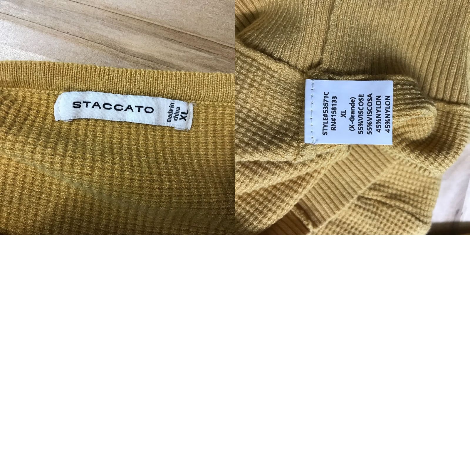 Vintage STACCATO Womens XL Sweater Gold Long Sleeve Round Neck Pullover Size XL / US 12-14 / IT 48-50 - 8 Thumbnail