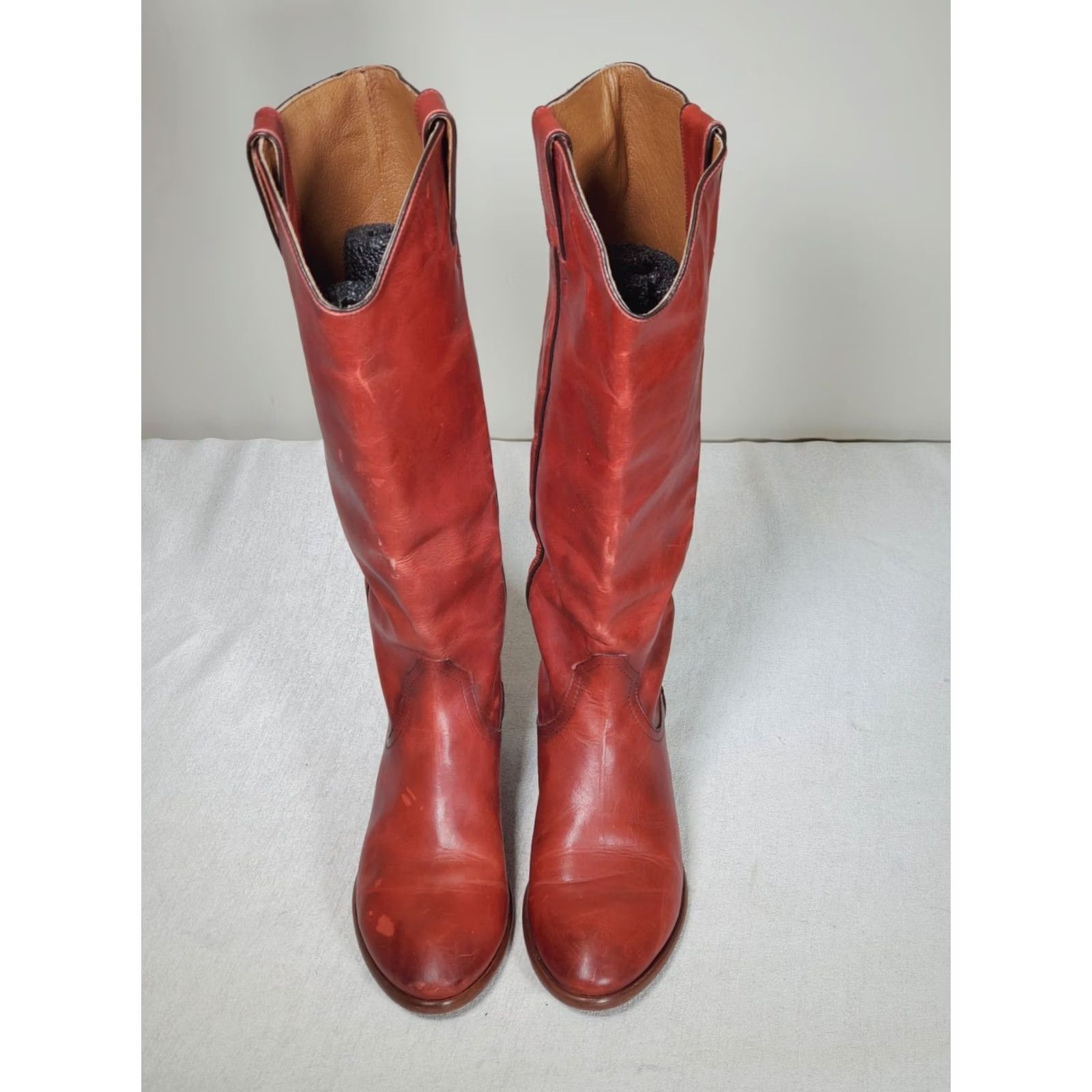 Frye FRYE Carson Pull On Tall Riding Boots Crimson Red 3470833-CMJ Women's US 7.5 M Boots Riding Leather Shaft 15" Black? Size US 8 / IT 38 - 7 Thumbnail
