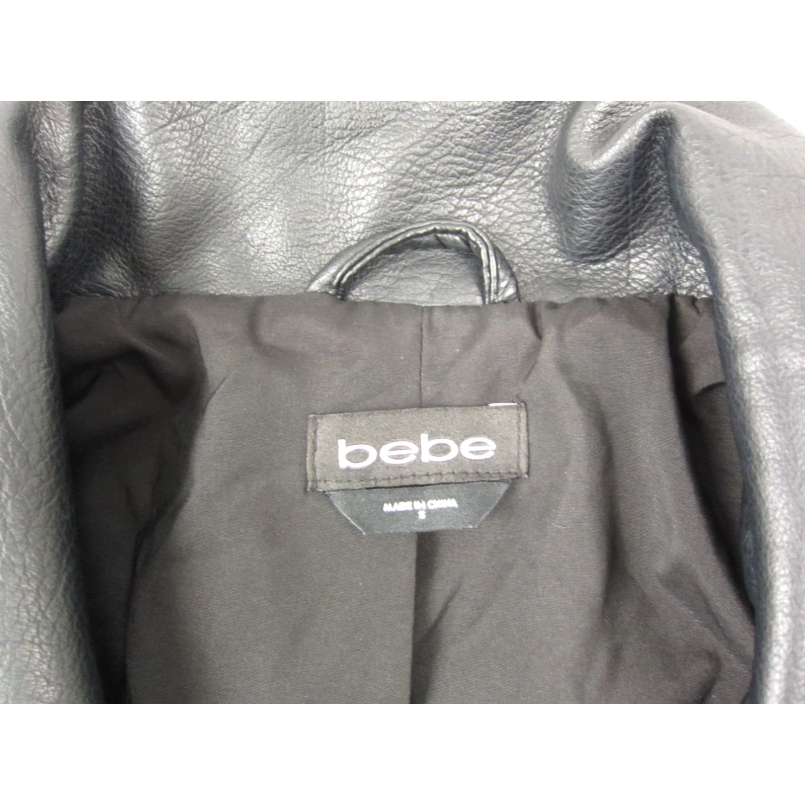 Bebe VINTAGE bebe Jacket Womens S Black Faux Leather Moto Biker Zip Up Ladies Size S / US 4 / IT 40 - 3 Thumbnail