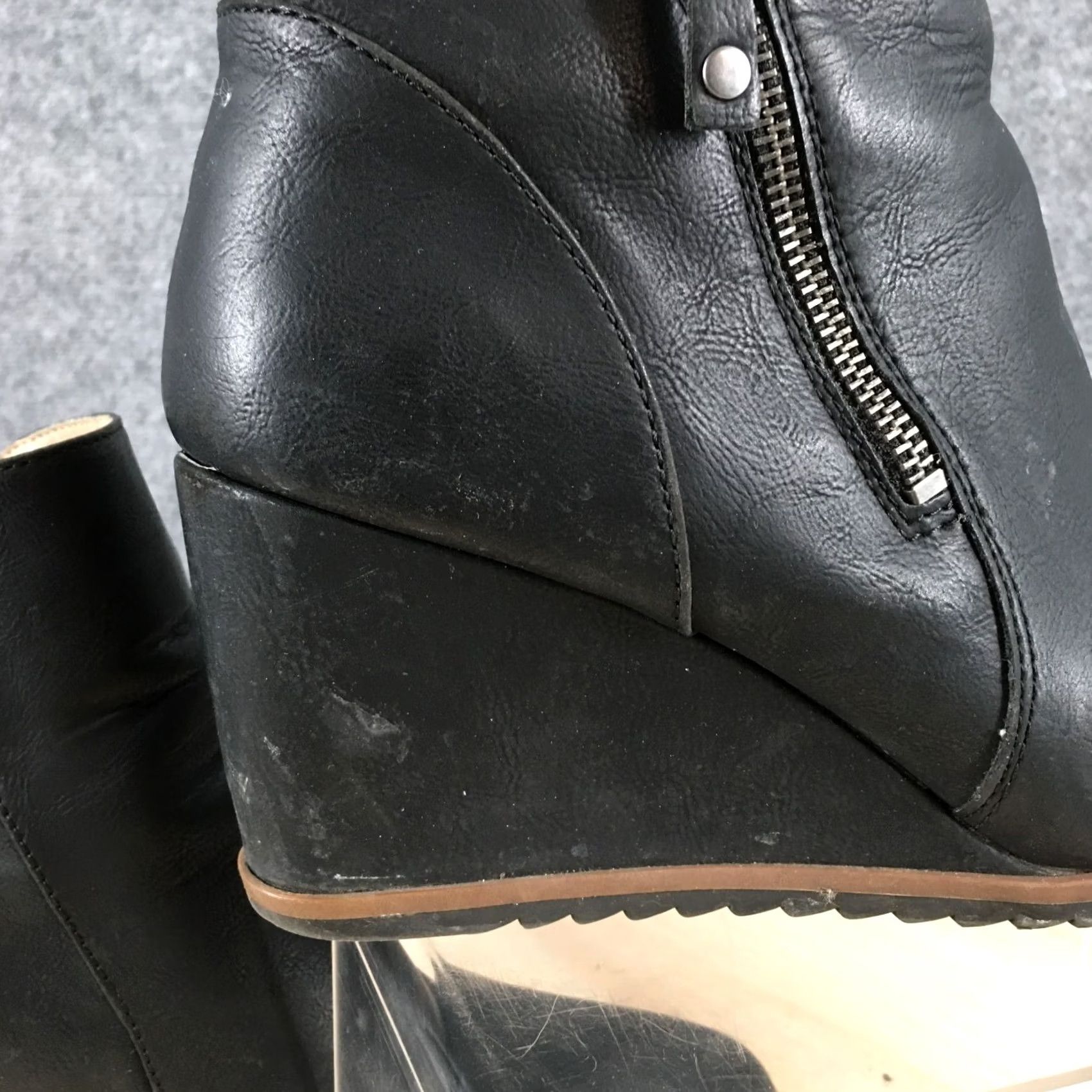 Vintage SOUL By Naturalizer Haley Boots Womens 10 M Haley Side Zip Wedge Ankle Bootie Black Shoes Size US 10 / IT 40 - 7 Thumbnail