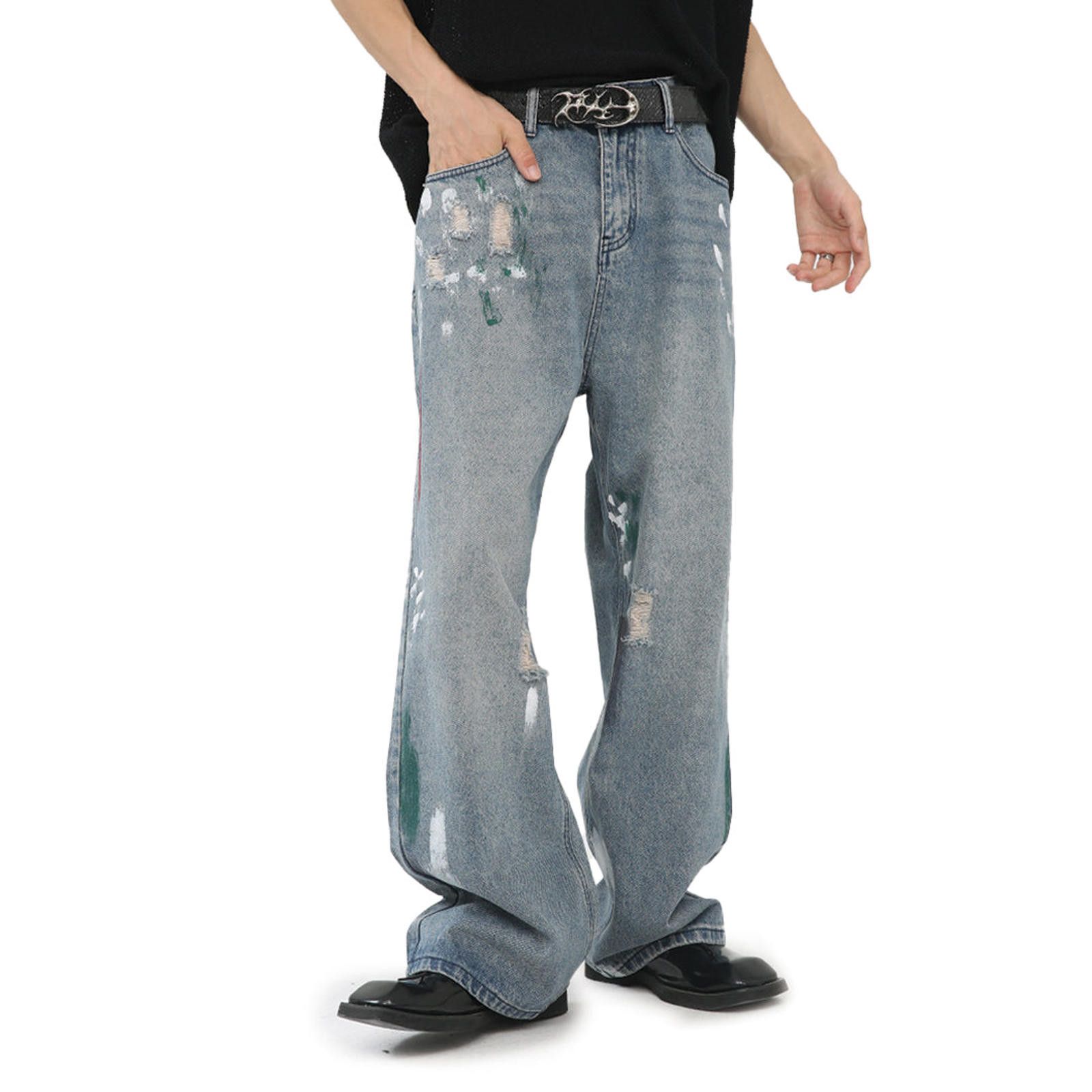 Japanese Brand Painted Wide Leg Denim Jeans Size US 32 / EU 48 - 1 Thumbnail