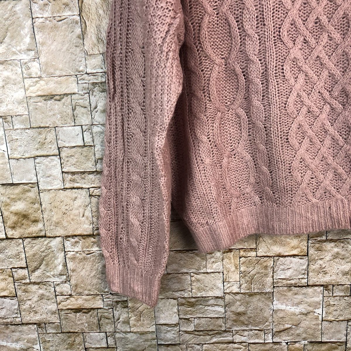 Homespun Knitwear × Japanese Brand Igni japan Pink Turtle Neck cable Knitwear #A1213 Size M / US 6-8 / IT 42-44 - 7 Thumbnail