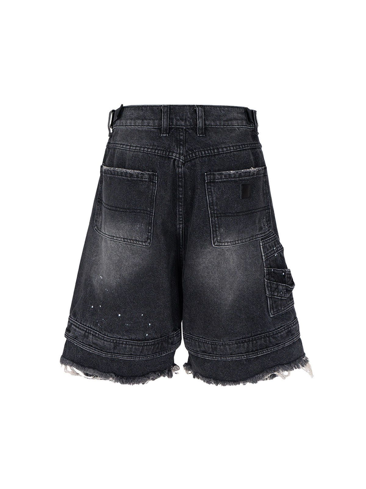 Japanese Brand Ripped Washed Tassel Cargo Denim Shorts Size ONE SIZE - 4 Thumbnail