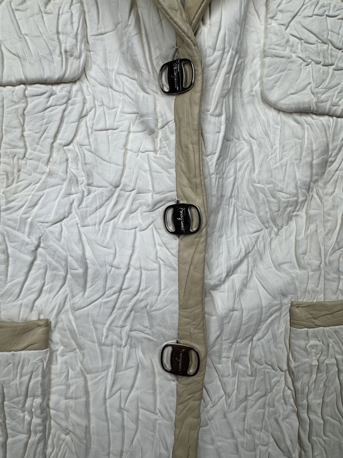 Salvatore Ferragamo Salvatore Ferragamo white leather biker jacket blazer Size M / US 6-8 / IT 42-44 - 5 Thumbnail