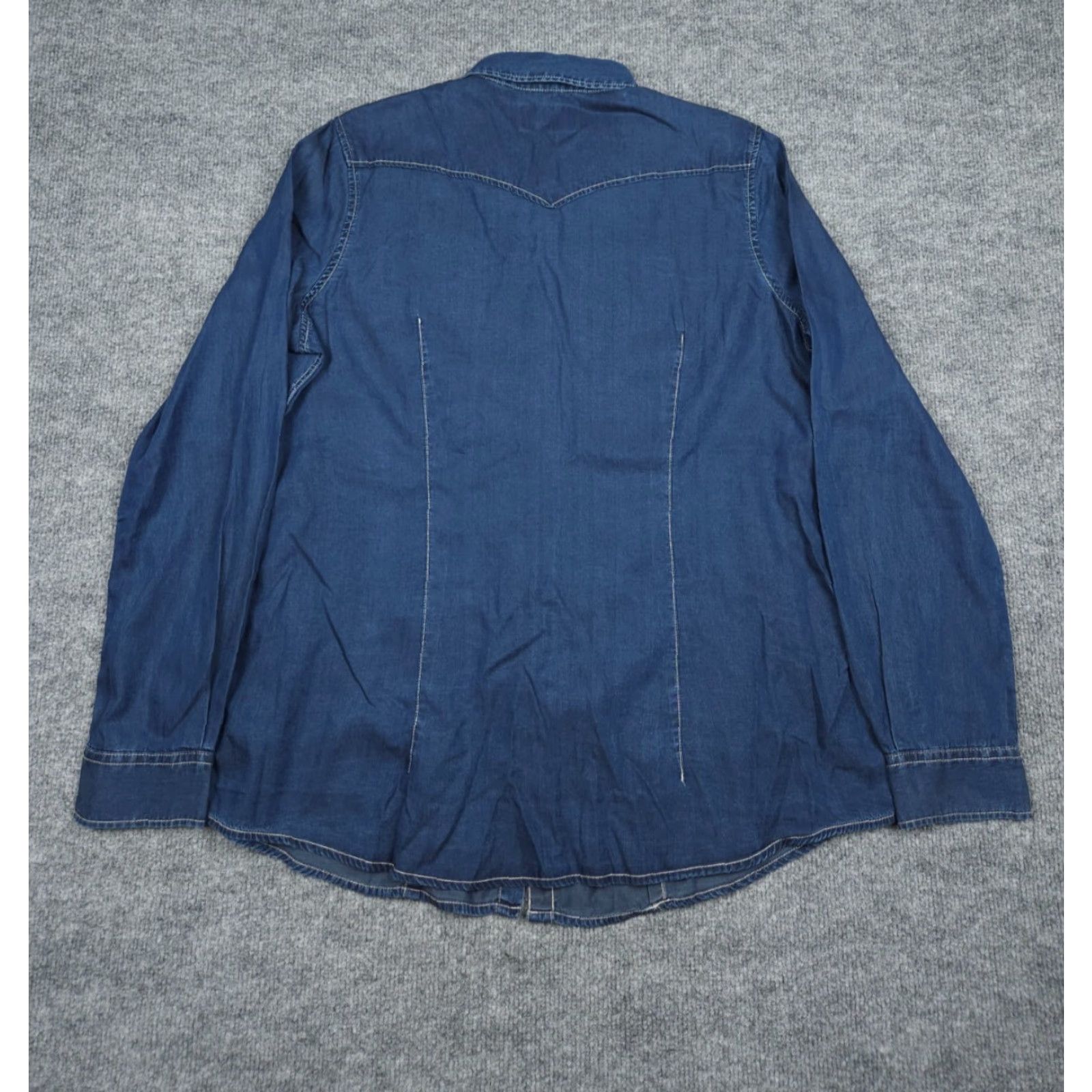 Denime Overland Chambray Denim Embroidered Shirt Women's Large Blue Button Up Western Shirt Size L / US 10 / IT 46 - 4 Thumbnail