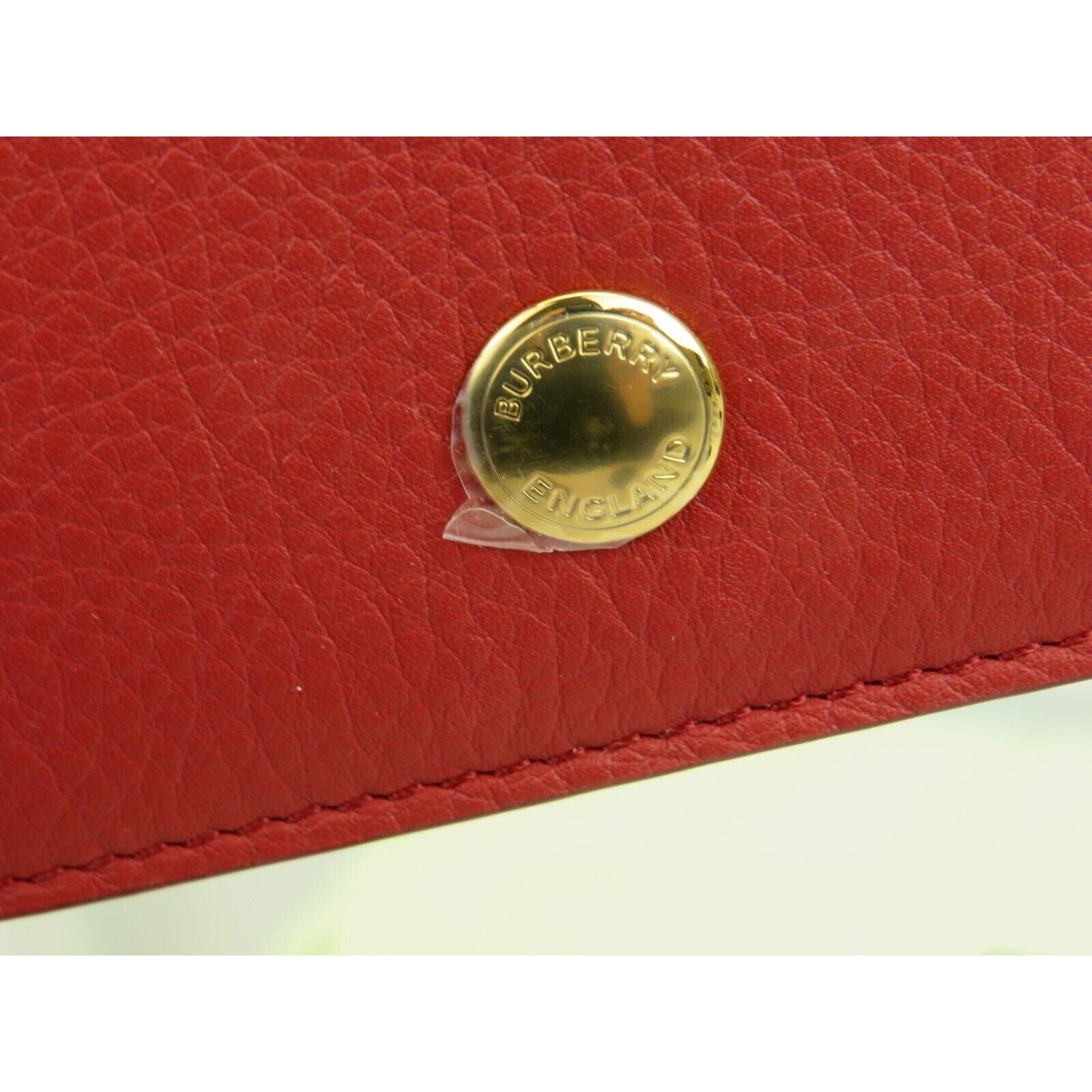 Burberry BURBERRY ROWE RED LEATHER LOGO BILL SNAP CONTINENTAL WALLET Size ONE SIZE - 6 Thumbnail