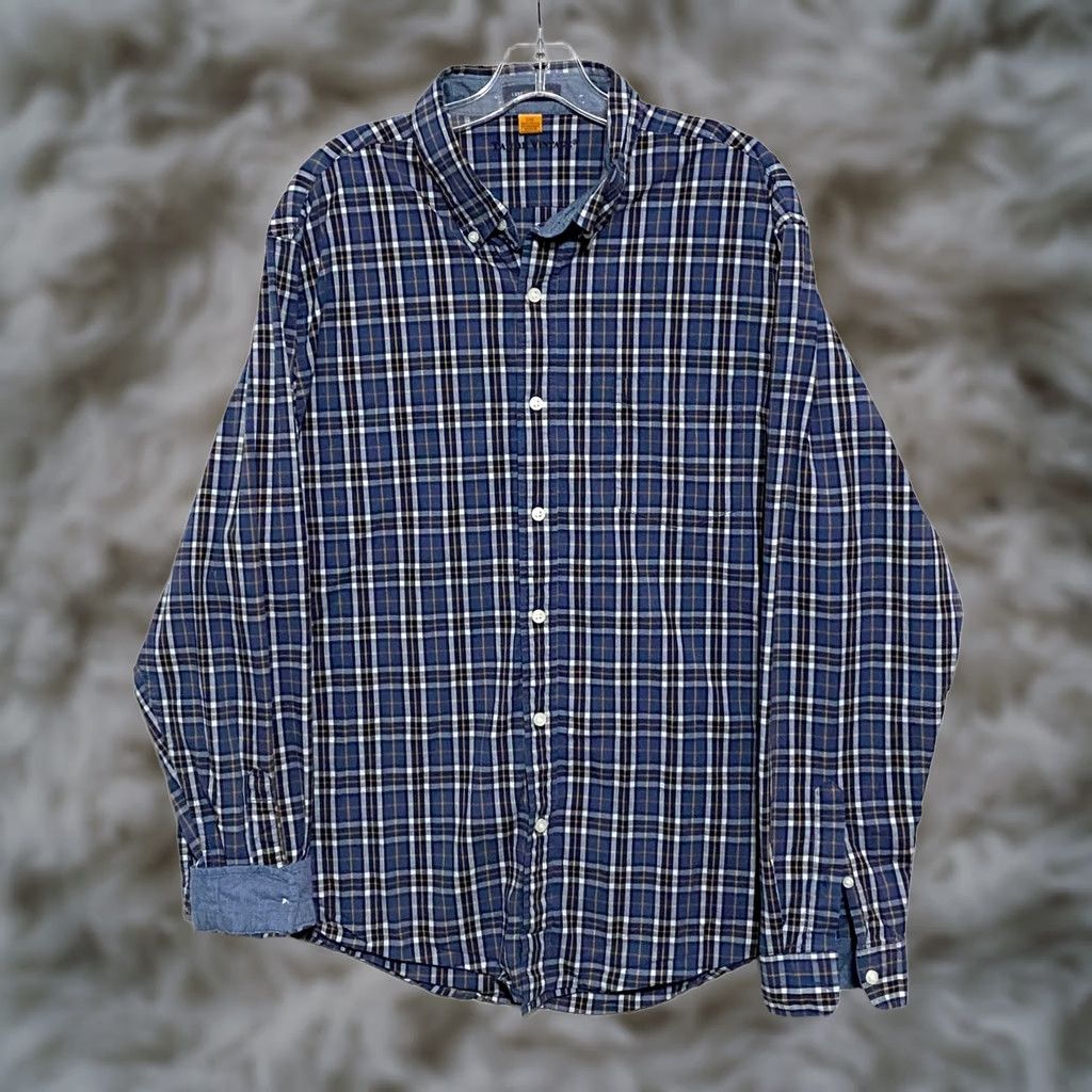 Vintage VINTAGE Tailor Luxe Performance Mens 2XL Blue Plaid Button-Down Shirt Flip Cuffs Shirt Mens Blue Plaid Button-Down Size US XXL / EU 58 / 5 - 1 Thumbnail