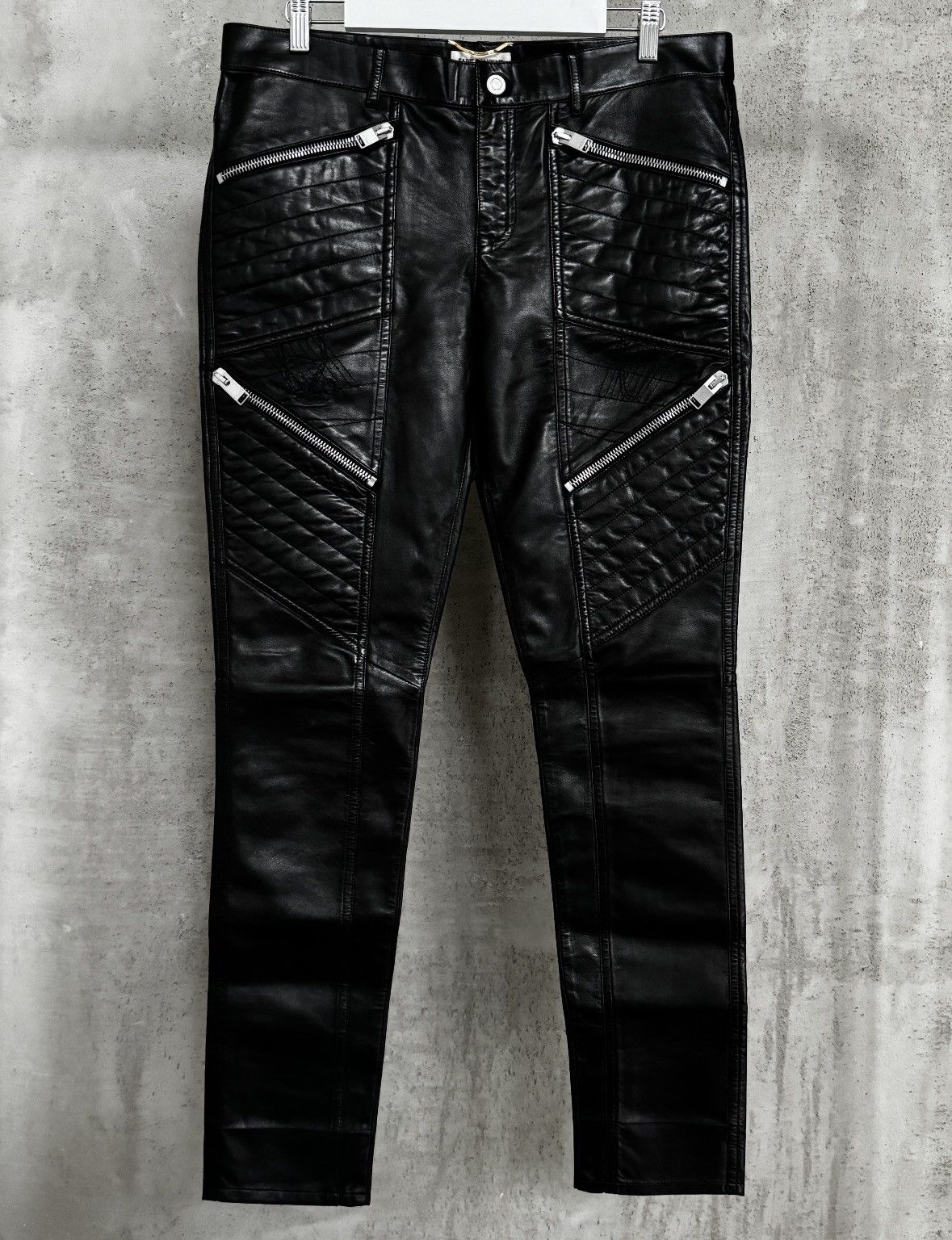 Saint Laurent Paris Saint Laurent Multi-Zip Quilted Biker Pants AW13 Size US 32 / EU 48 - 1 Thumbnail