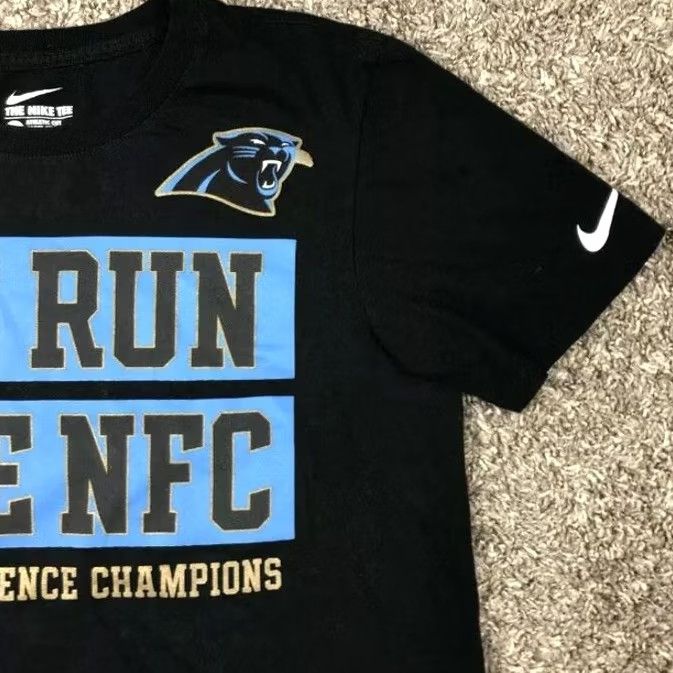 Nike Nike Carolina Panthers Black Tee Shirt Small 2015 Conference Champions NFL Mens T-Shirt Graphic Tee Logo Size US S / EU 44-46 / 1 - 7 Thumbnail