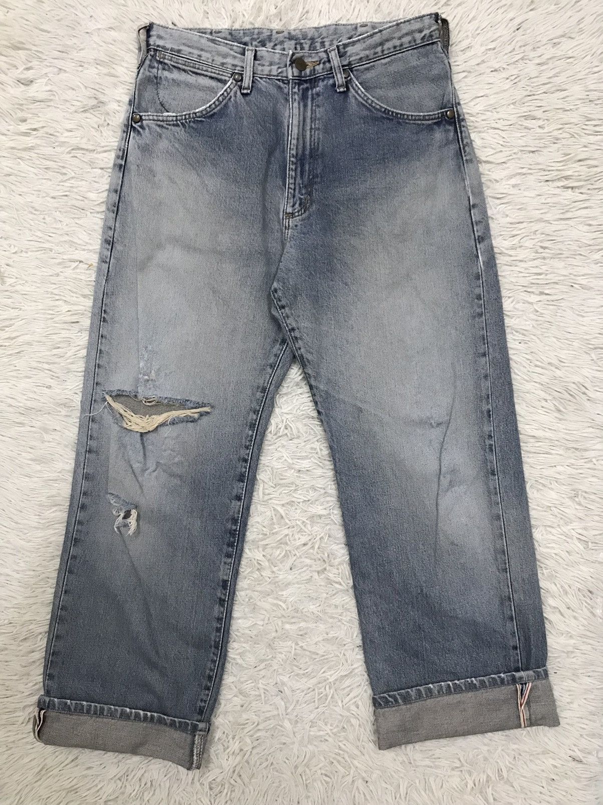 Vintage Vintage Wrangler M1701 Redline Selvedge Distressed Denim Size US 29 - 3 Thumbnail