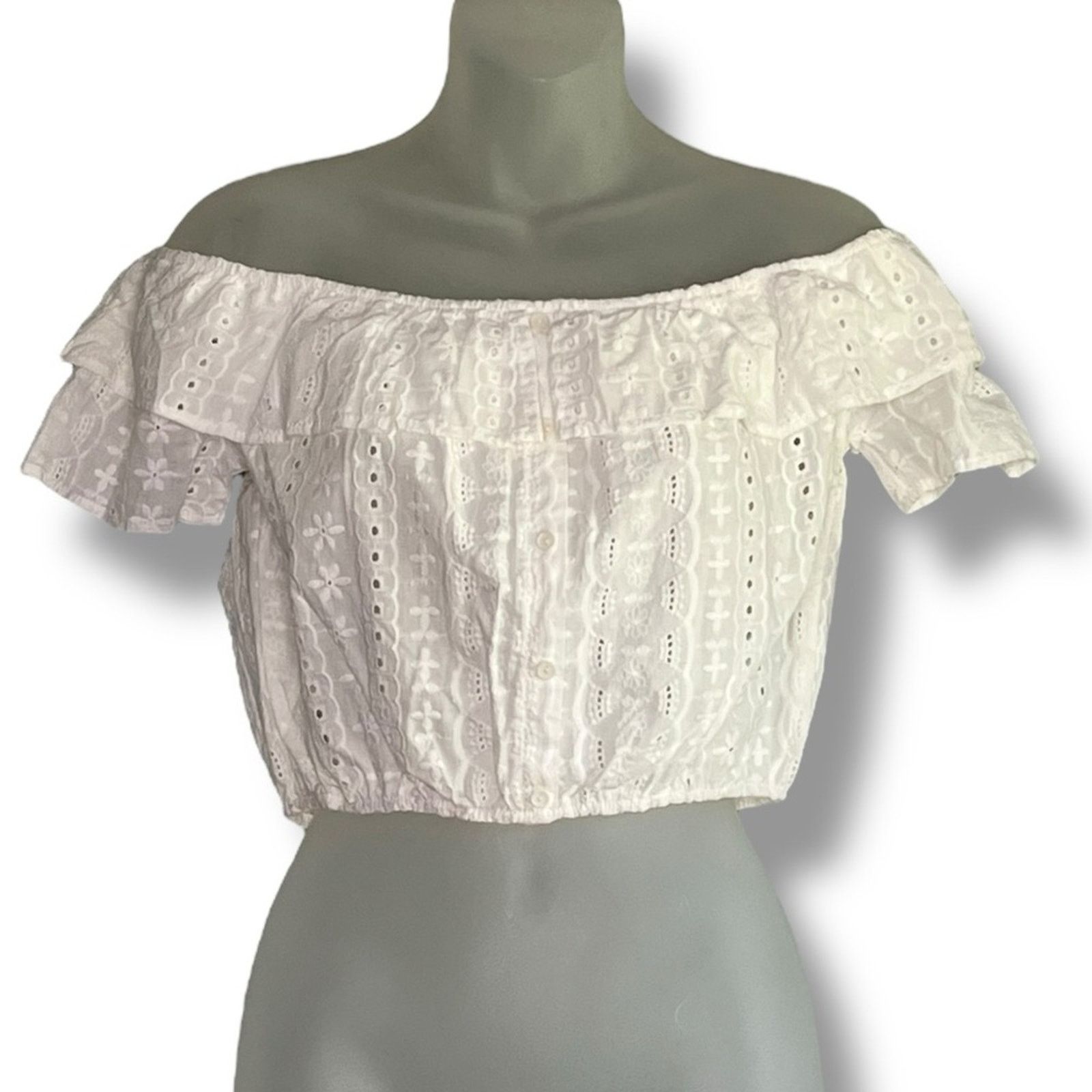 Other Ardene eyelet off the shoulder cropped summer top Size M / US 6-8 / IT 42-44 - 1 Thumbnail