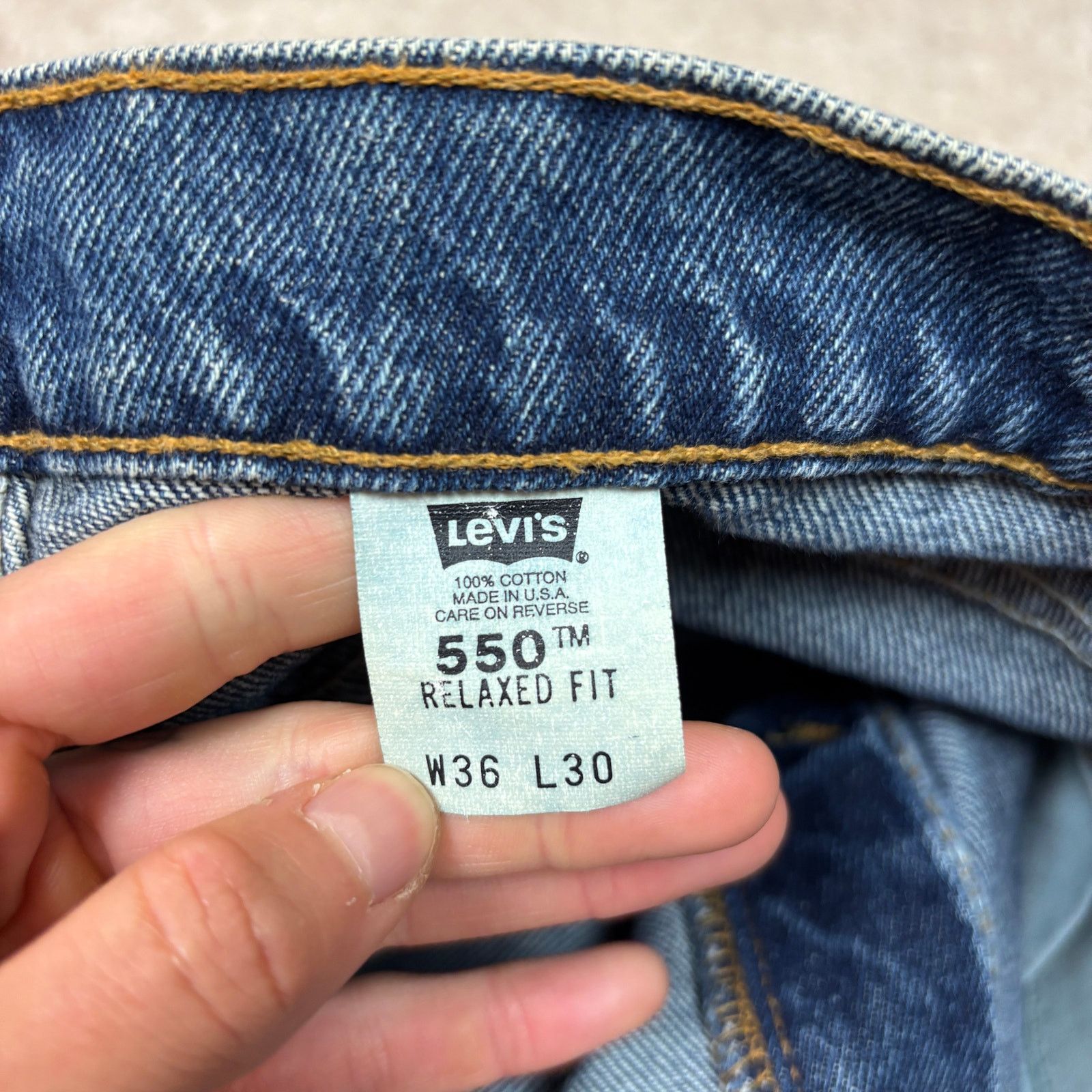 Levi's Vintage 90s Levi's Orange Tab 550 Relaxed Jeans Men's 36x31 Size US 36 / EU 52 - 11 Thumbnail