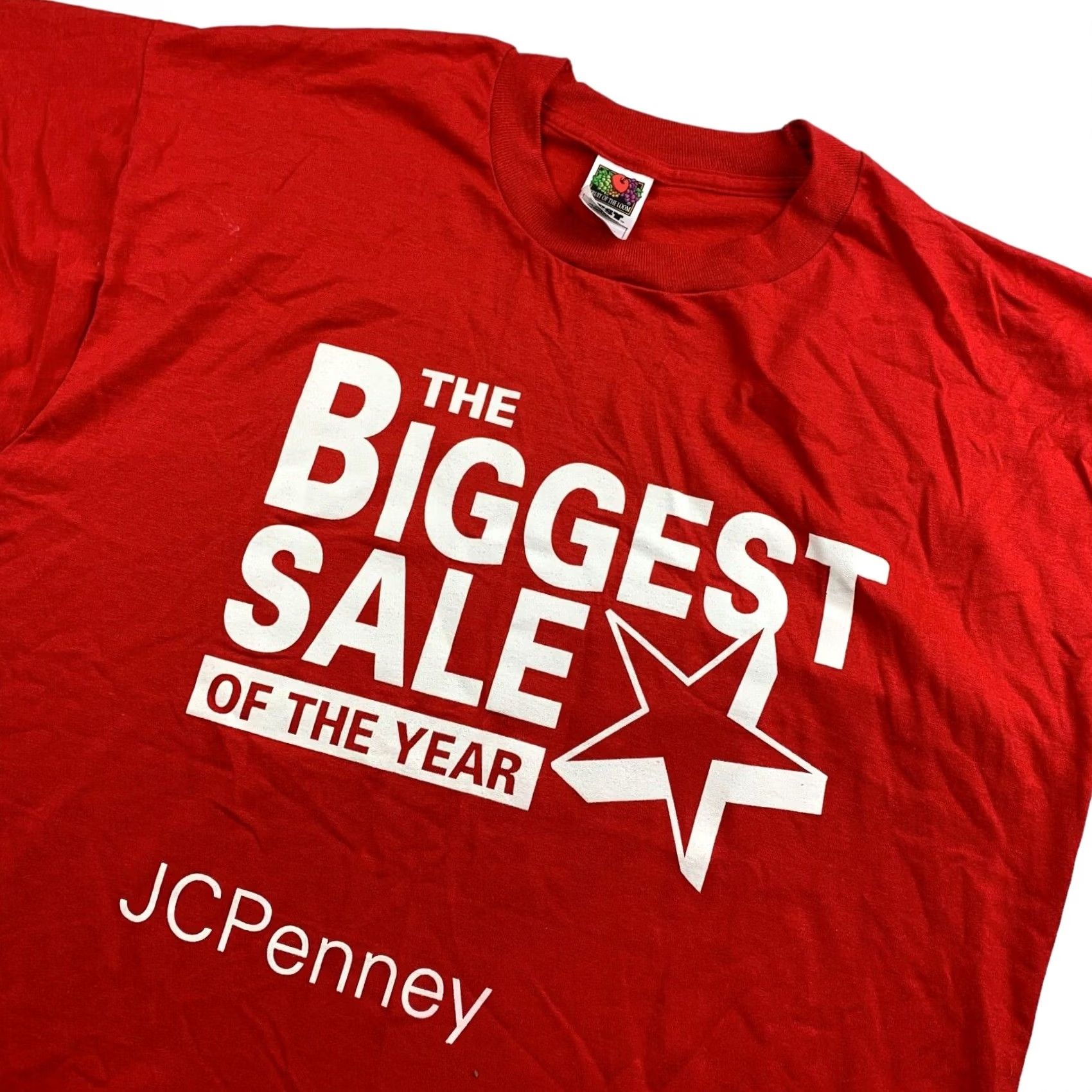 Fruit Of The Loom VINTAGE JC Penney The Biggest Sale Of The Year T-Shirt Single Stitch Red XL Men Shirt Size US XL / EU 56 / 4 - 2 Thumbnail