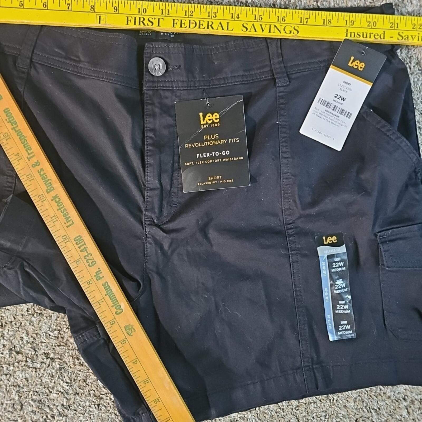 Lee Lee Relaxed Fit Midrise Plus 22W Medium Black Shorts NWT Size 42" / US 20 - 6 Thumbnail