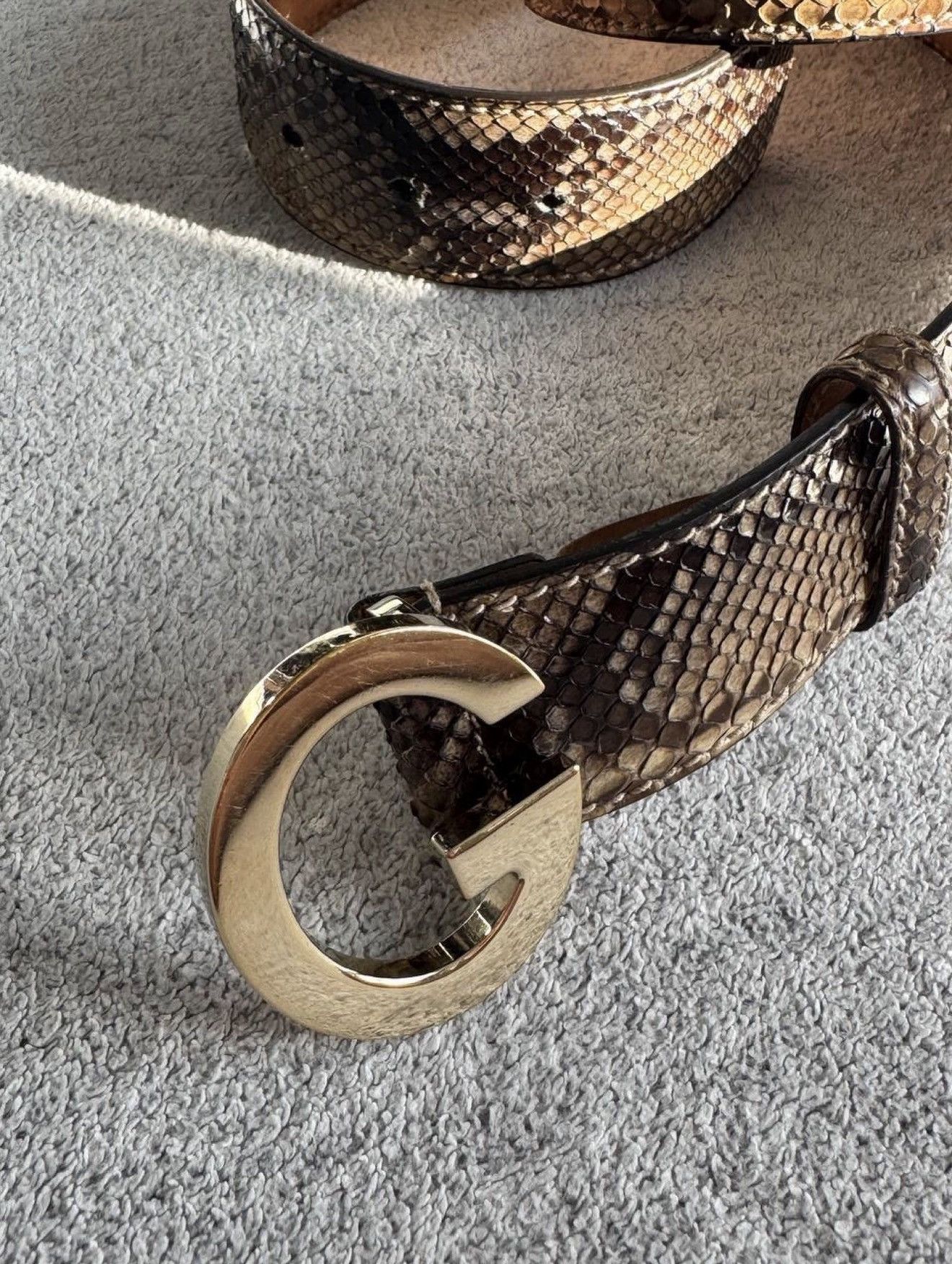 GUCCI by Tom Ford Python Leather G Buckle Belt Demna runway