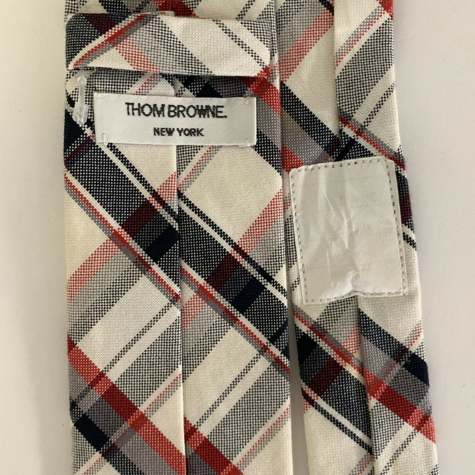 Thom Browne THOM BROWNE Navy White & Red Plaid Tie Size ONE SIZE - 2 Thumbnail