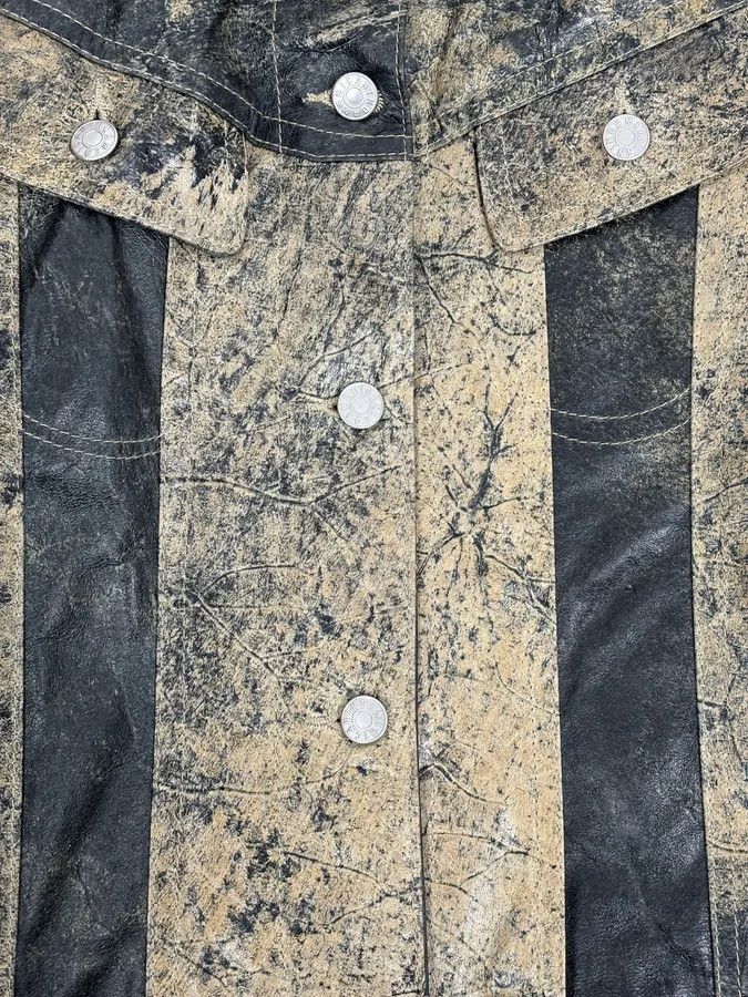 Armani 2000s Archive Eroded Marble Effect Leather Jacket Size US S / EU 44-46 / 1 - 8 Thumbnail