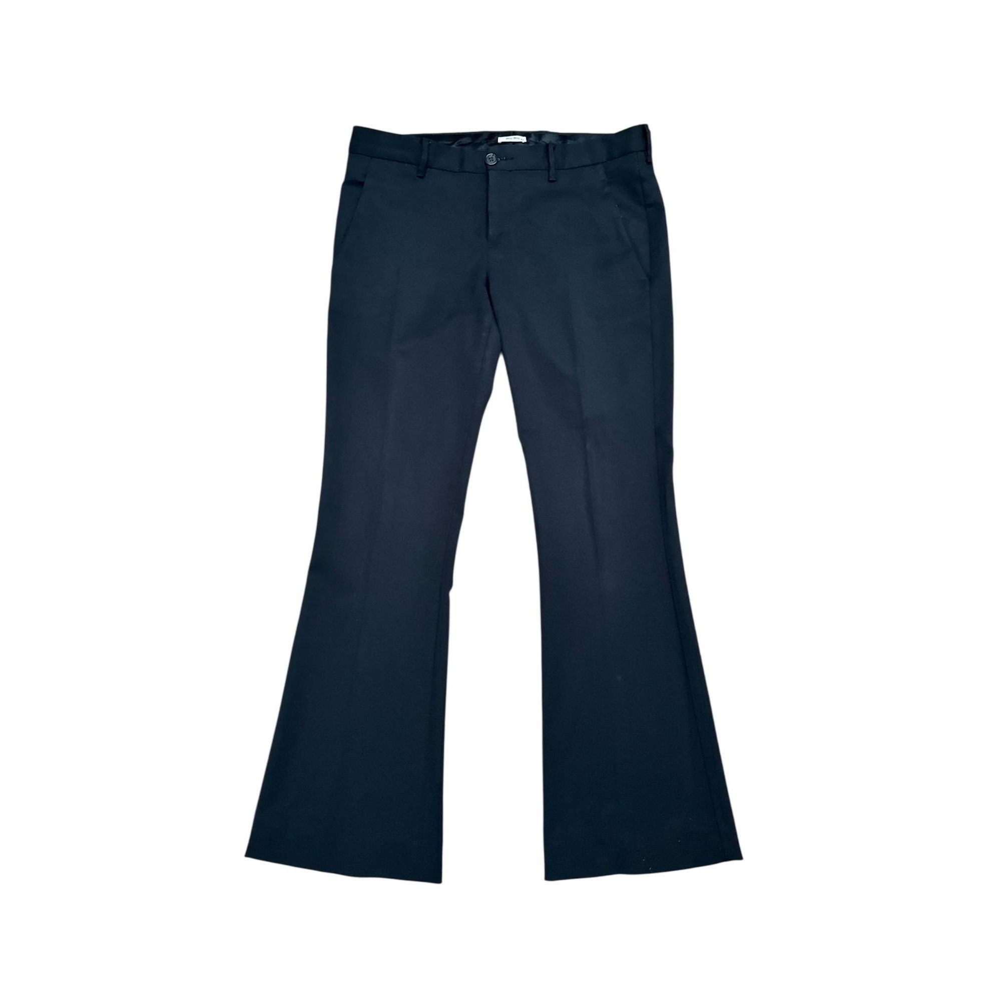 Miu Miu Grey Wool Low-Rise Flared Pants Size 28" / US 6 / IT 42 - 5 Thumbnail