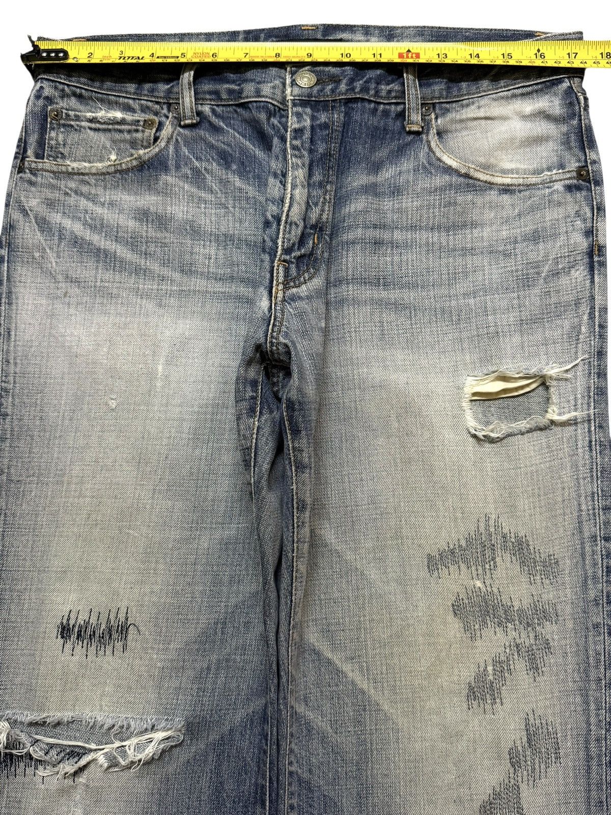 Blue Blue Japan Vintage 90s Japan Blue Way Thunder Wash Distressed Straight Size US 34 / EU 50 - 9 Thumbnail