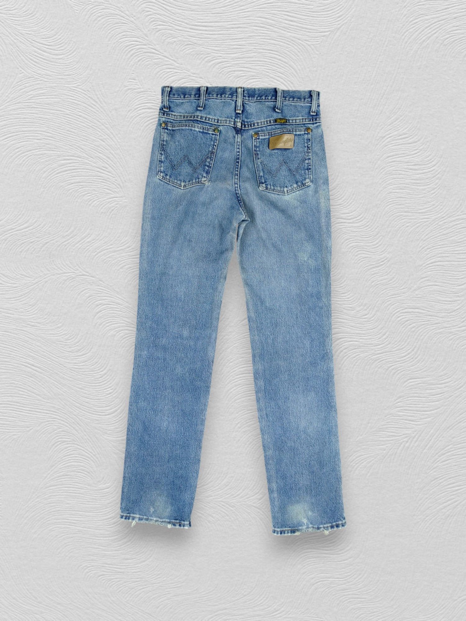 Japanese Brand Vintage Wrangler Distressed Blue Denim 29x34 -JN413 Size US 29 - 2 Thumbnail