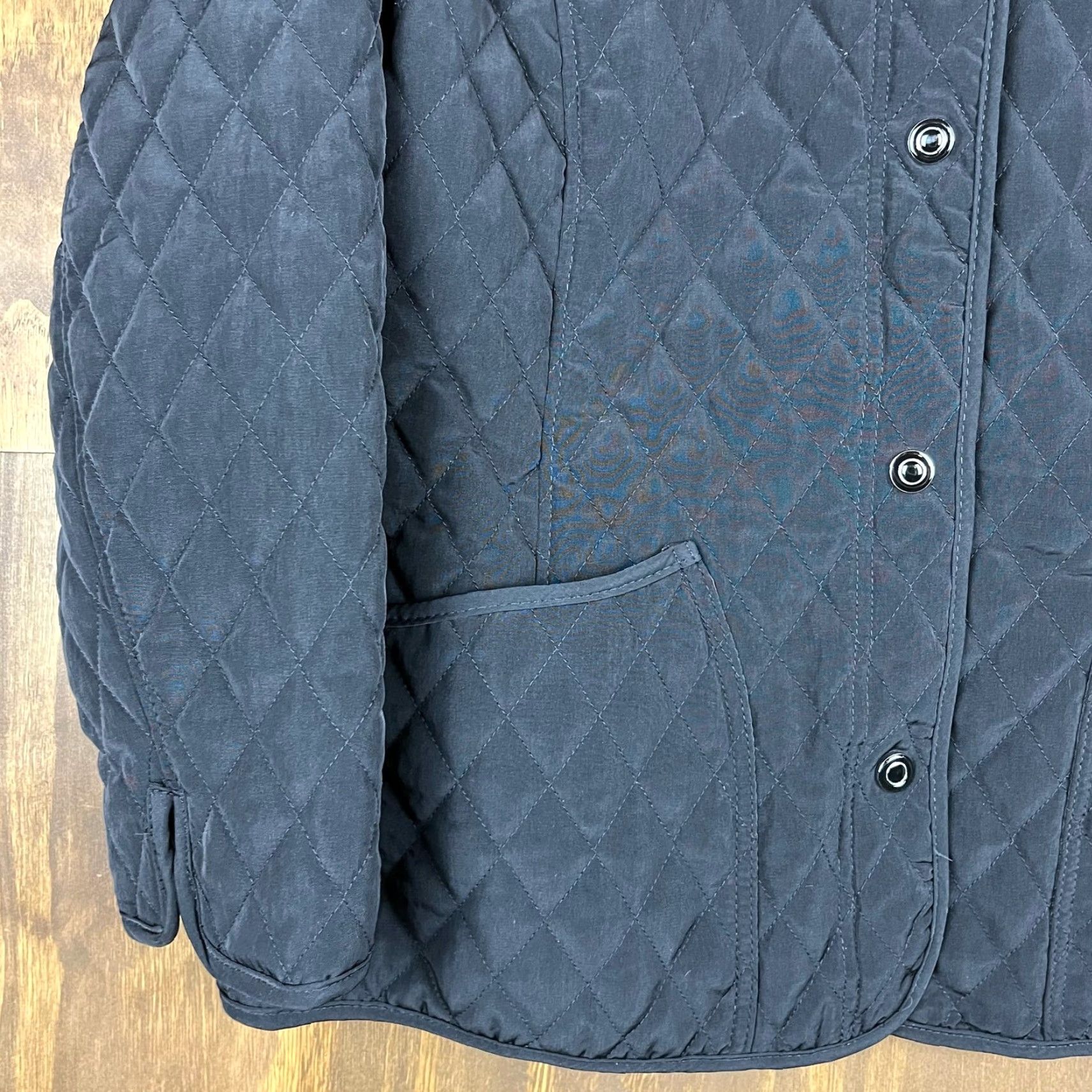 Vintage Gallery Womens Jacket Black Quilted Snap Button Filled Lined Collared 14/16 Size XL / US 12-14 / IT 48-50 - 3 Thumbnail